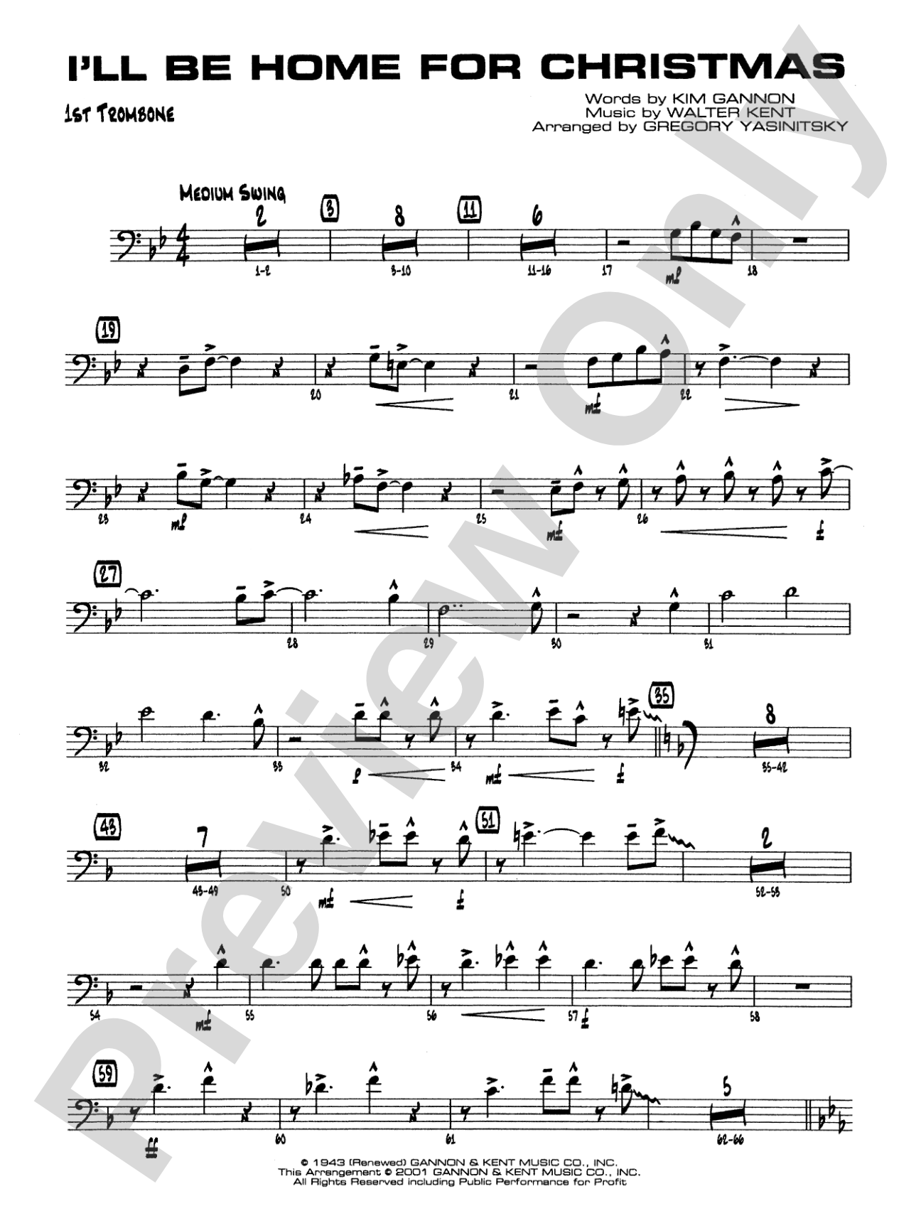 I'll Be Home for Christmas: 1st Trombone