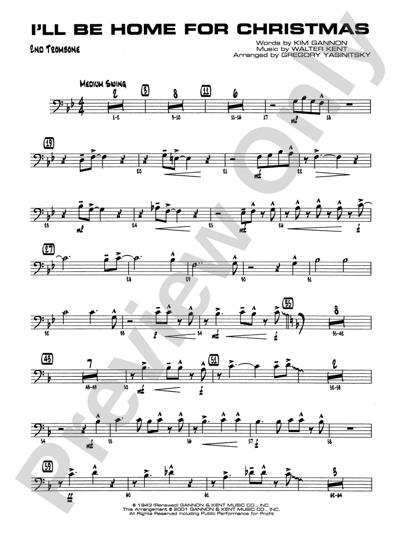 I'll Be Home for Christmas: 2nd Trombone