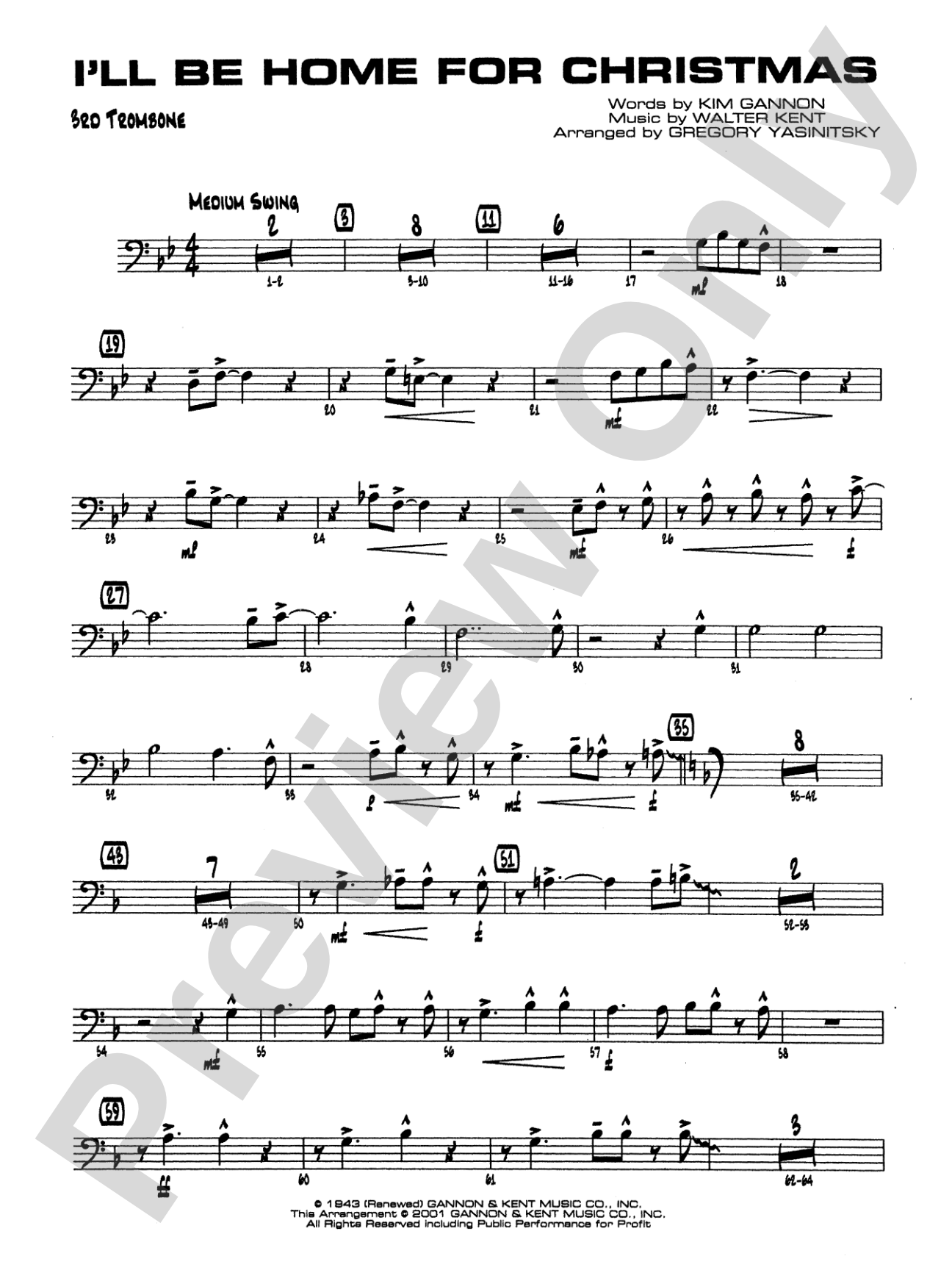 I'll Be Home for Christmas: 3rd Trombone
