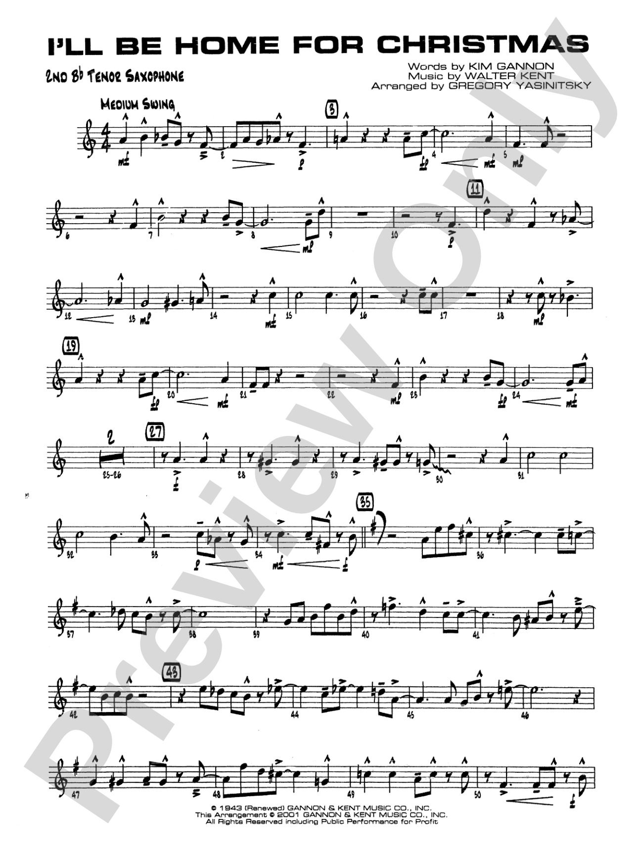 I'll Be Home for Christmas: 2nd B-flat Tenor Saxophone
