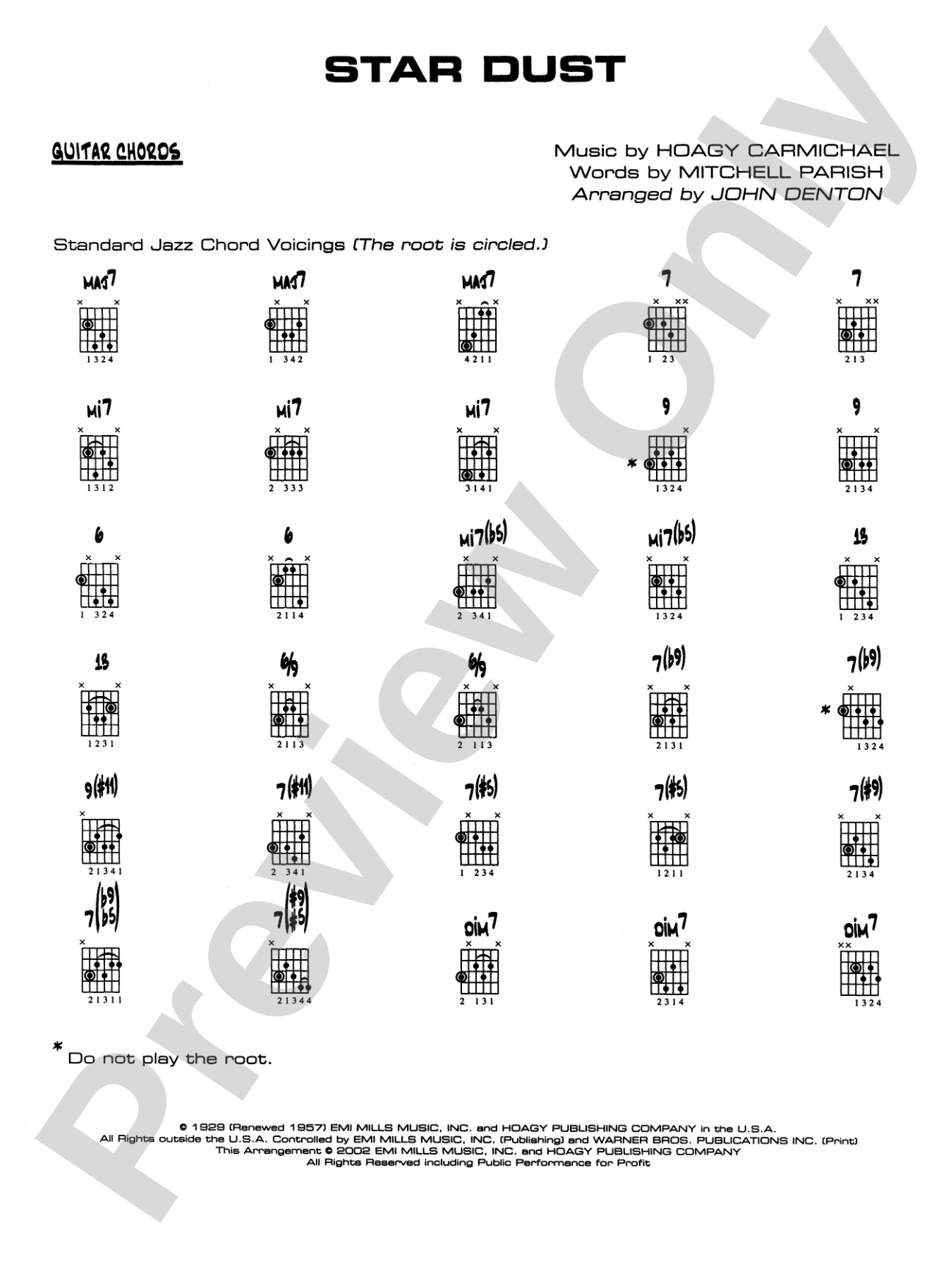Star Dust: Guitar Chords