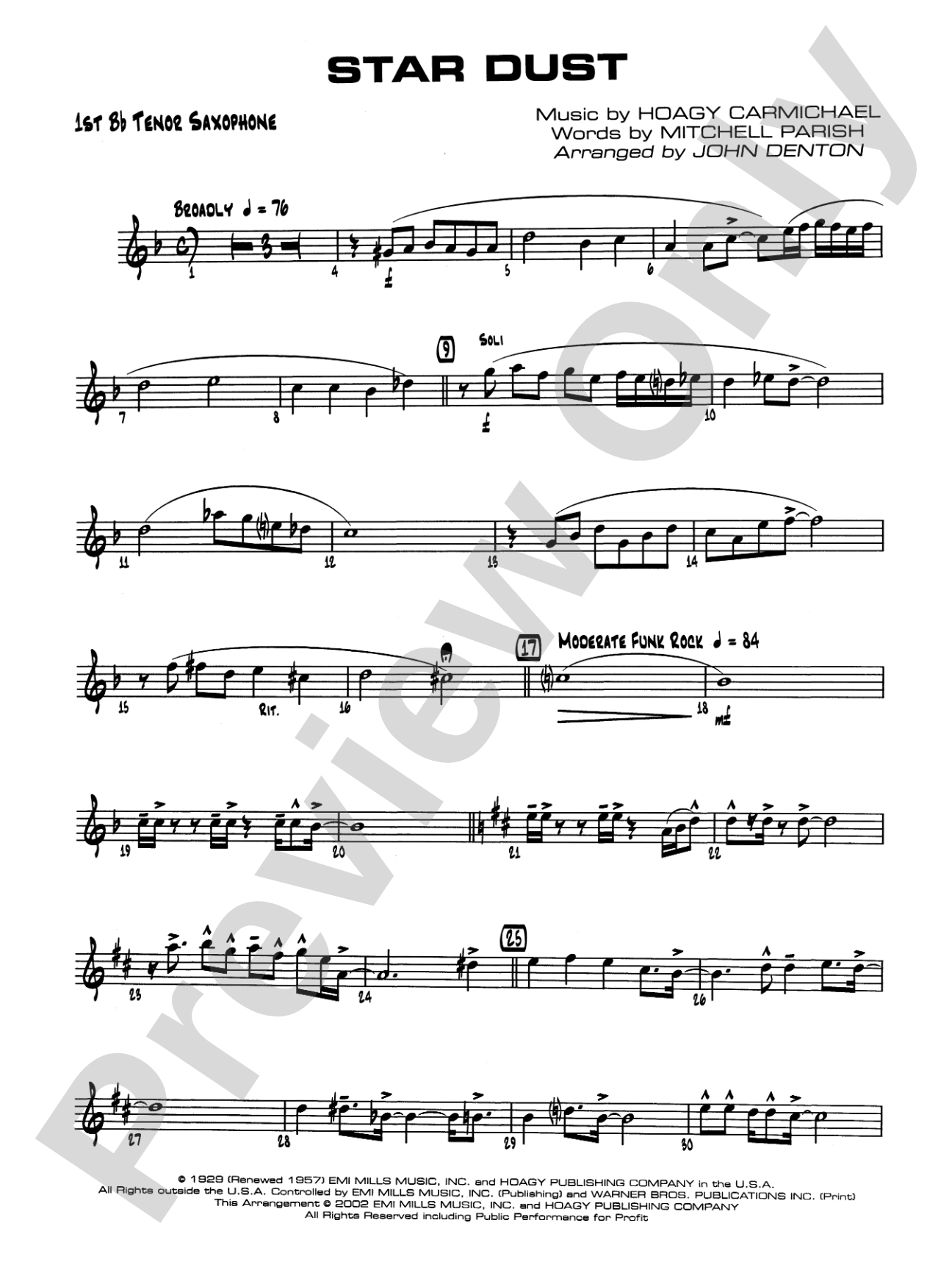Star Dust: B-flat Tenor Saxophone