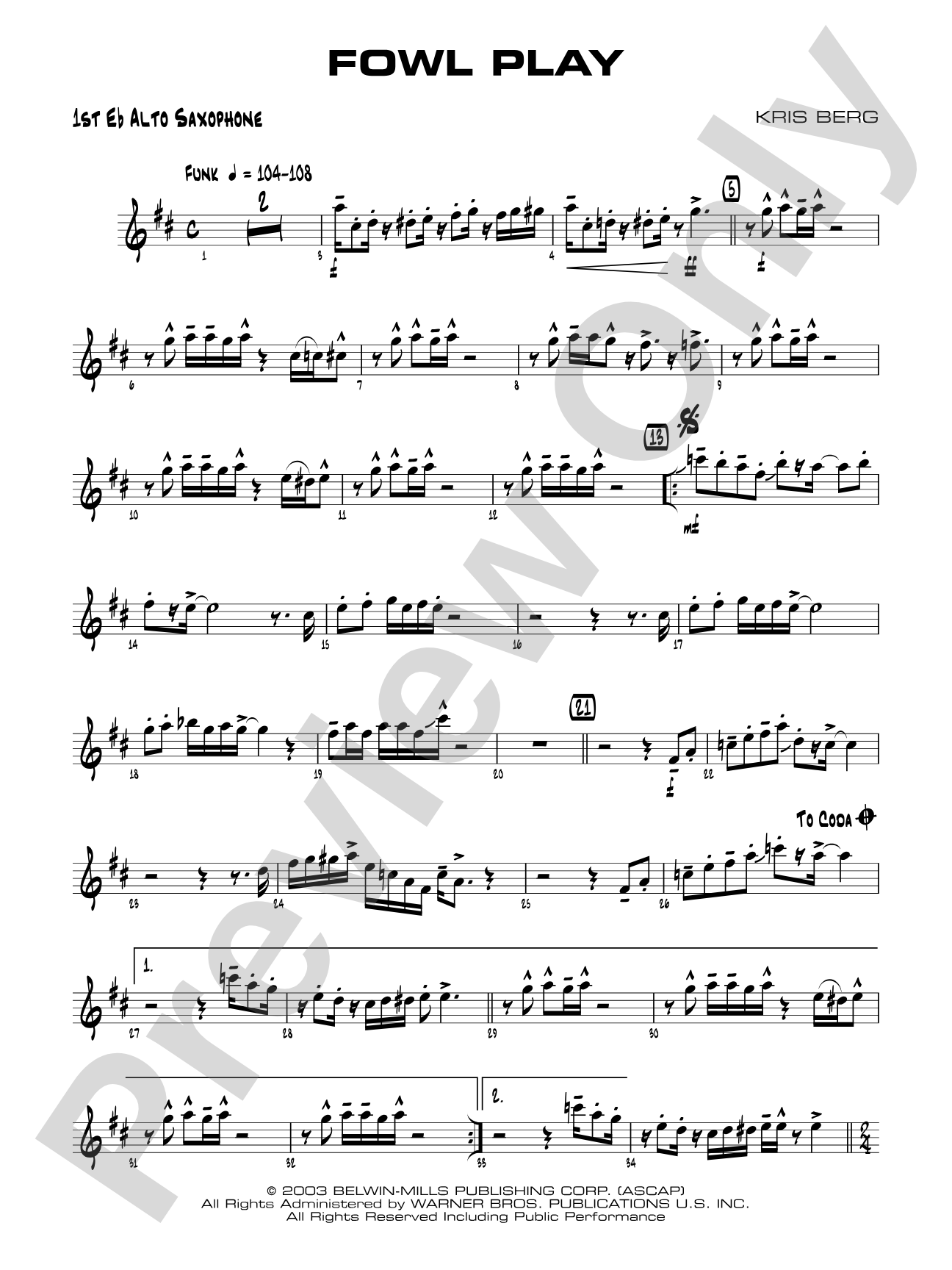Fowl Play: E-flat Alto Saxophone