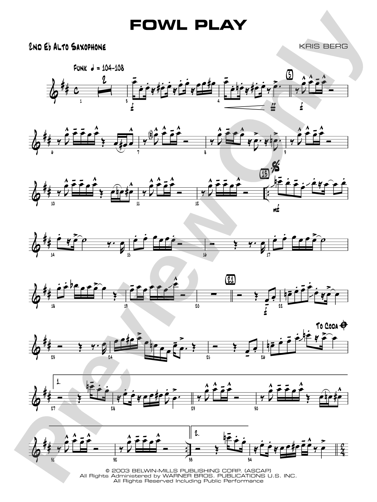 Fowl Play: 2nd E-flat Alto Saxophone