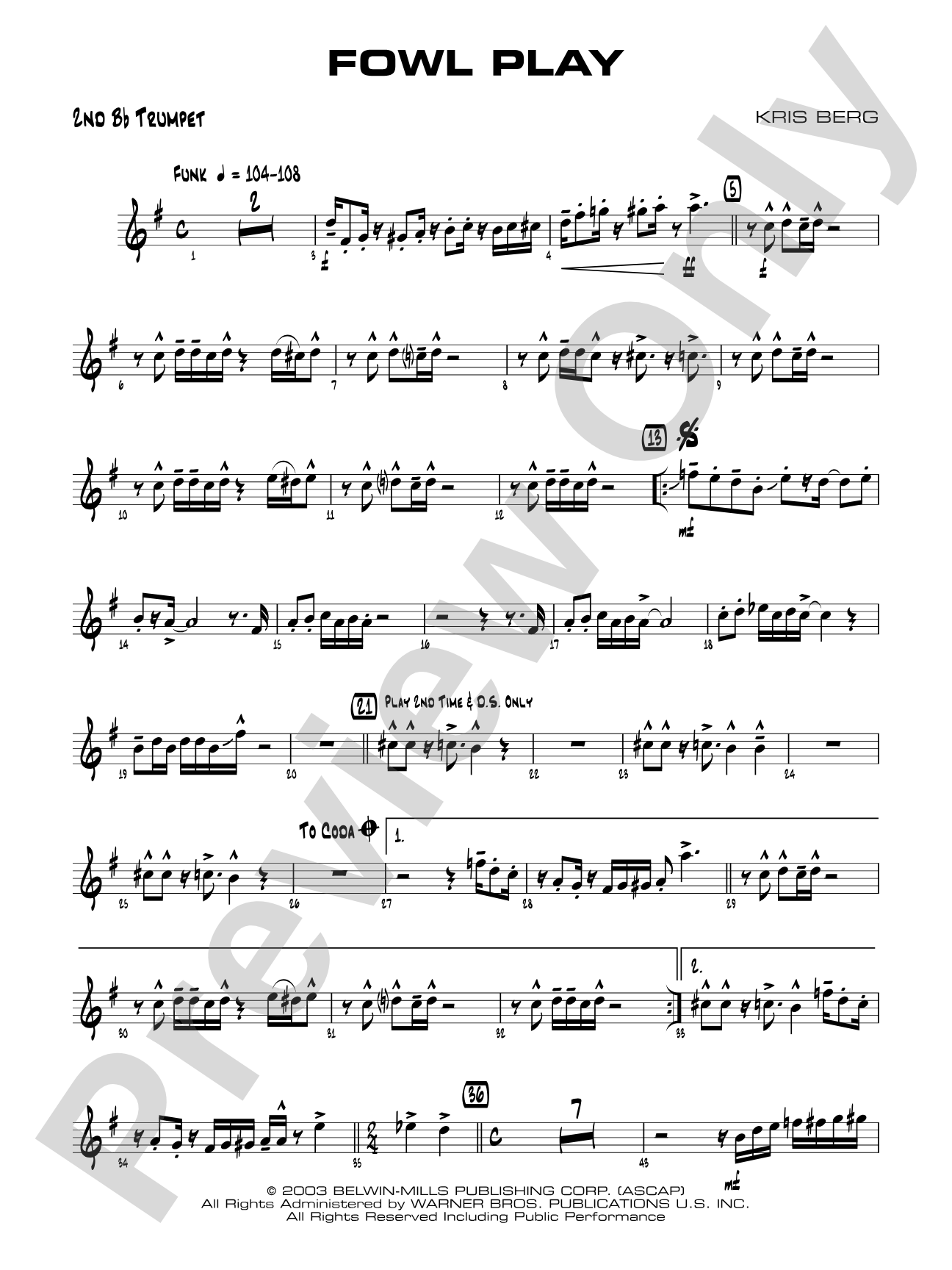 Fowl Play: 2nd B-flat Trumpet