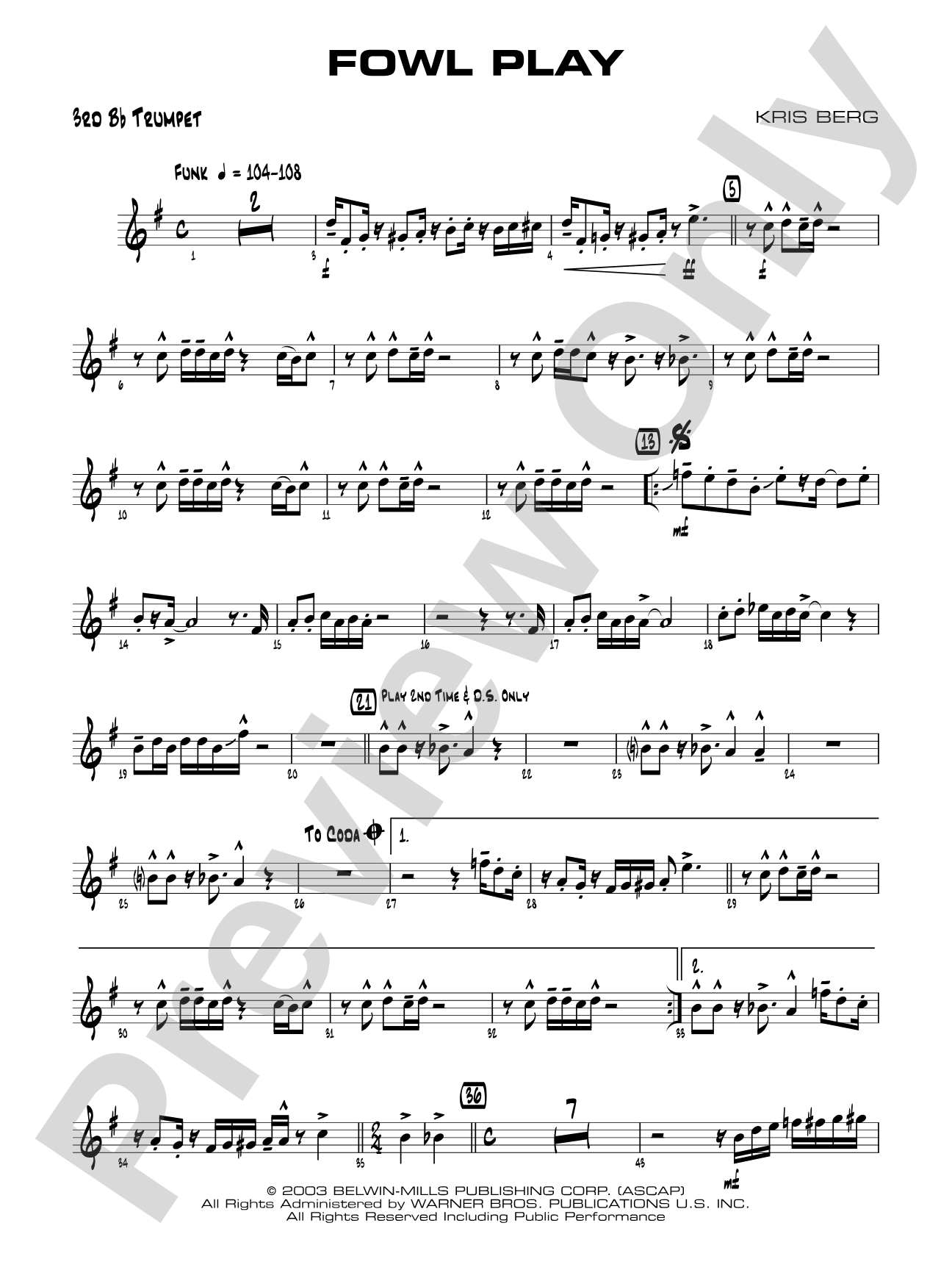 Fowl Play: 3rd B-flat Trumpet