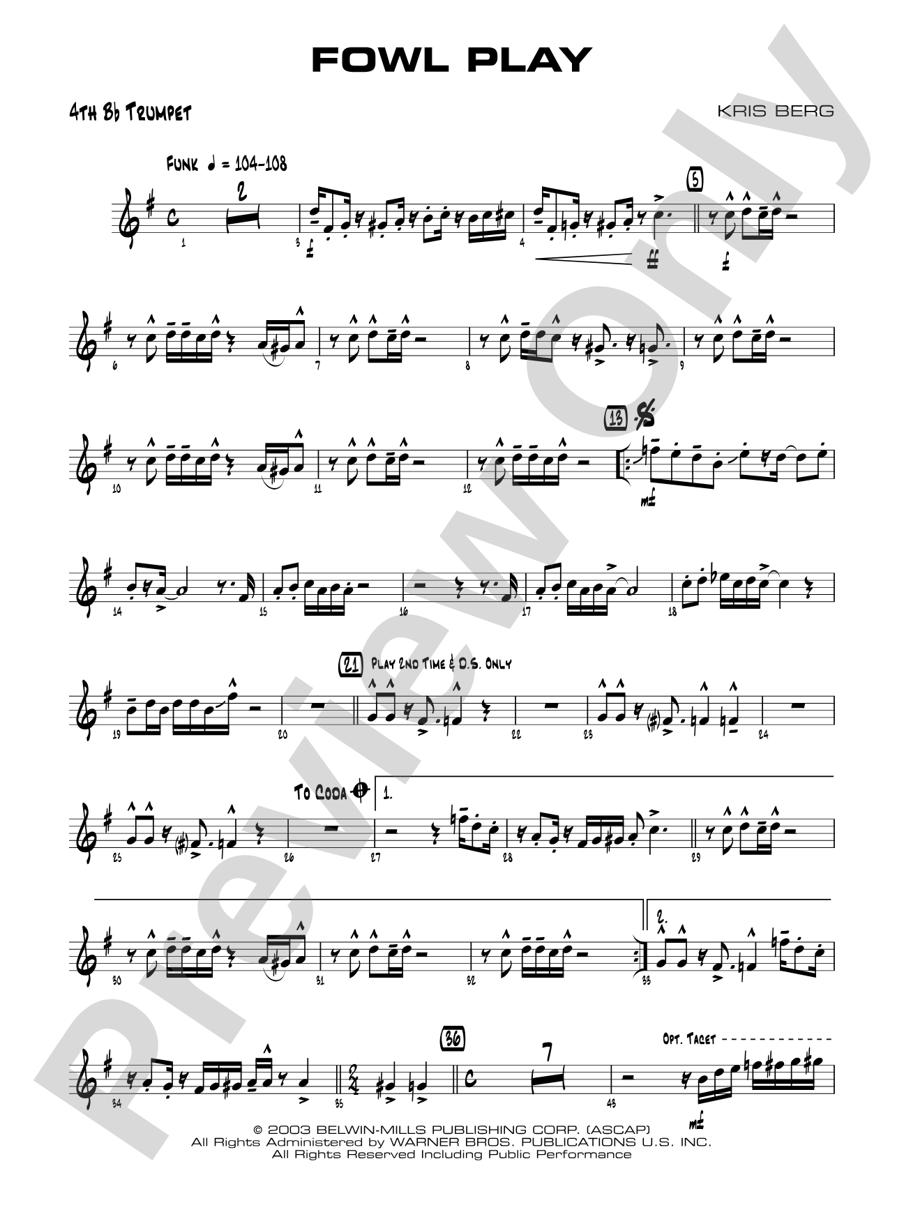 Fowl Play: 4th B-flat Trumpet