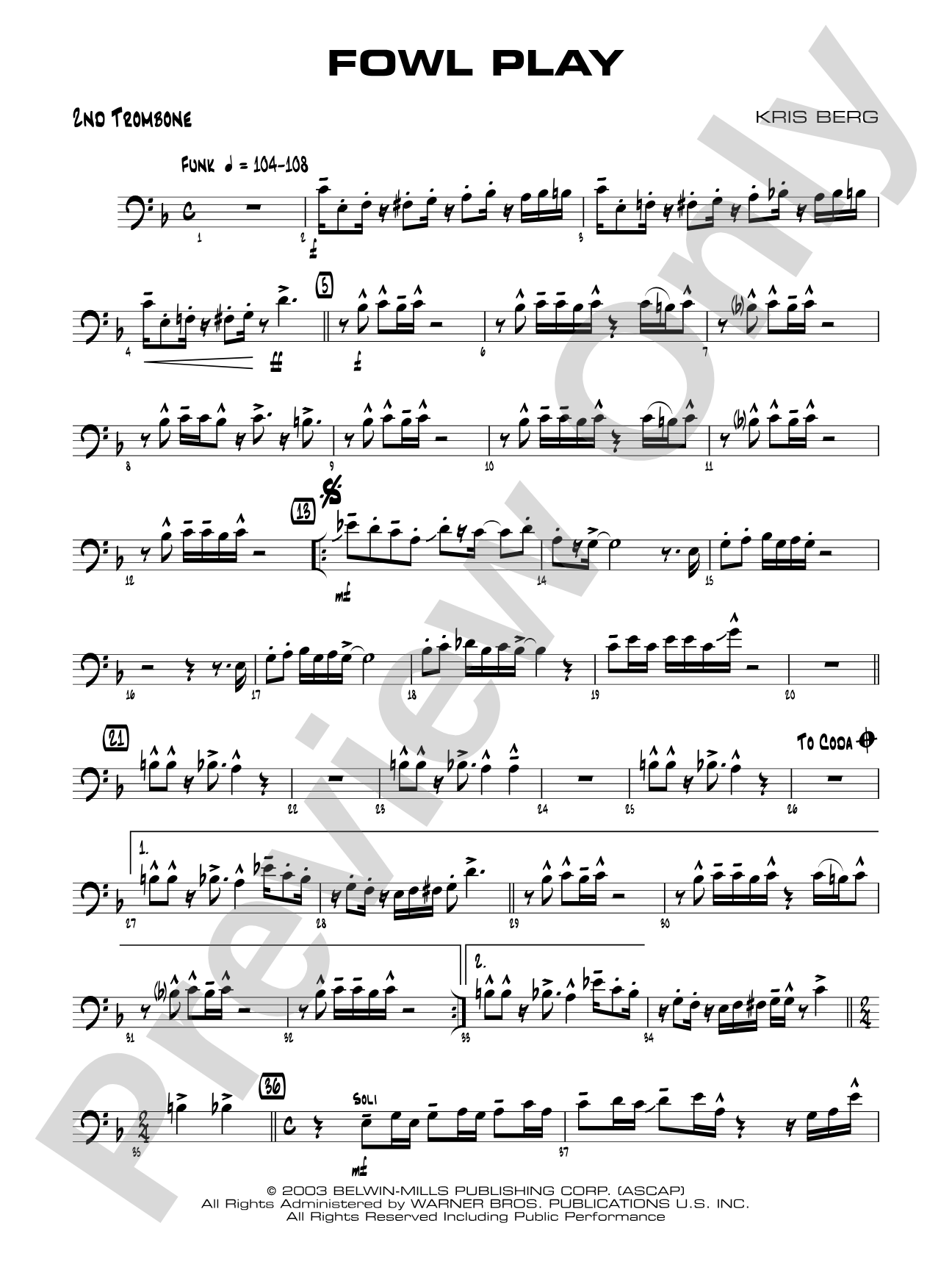 Fowl Play: 2nd Trombone