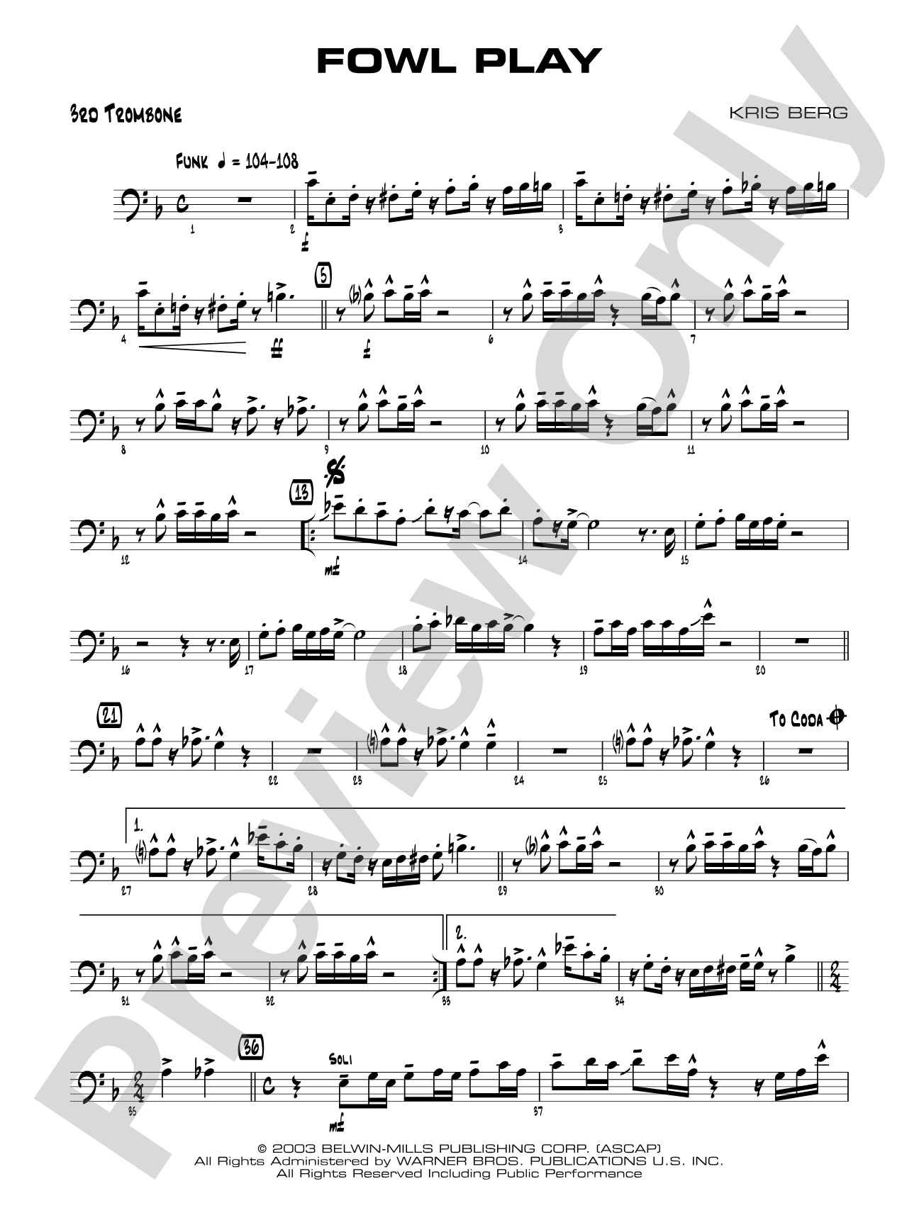 Fowl Play: 3rd Trombone