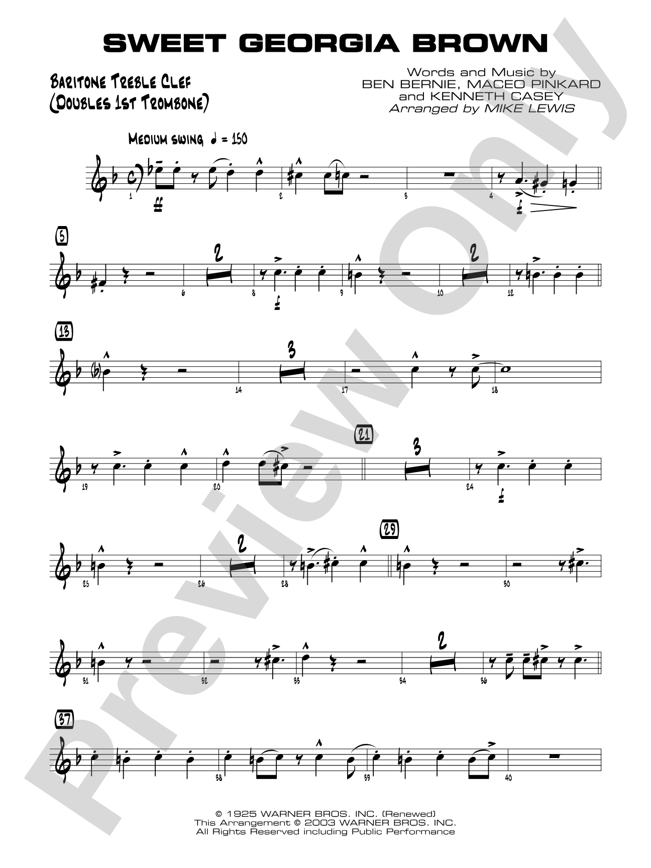 Sweet Georgia Brown: Baritone T.C.