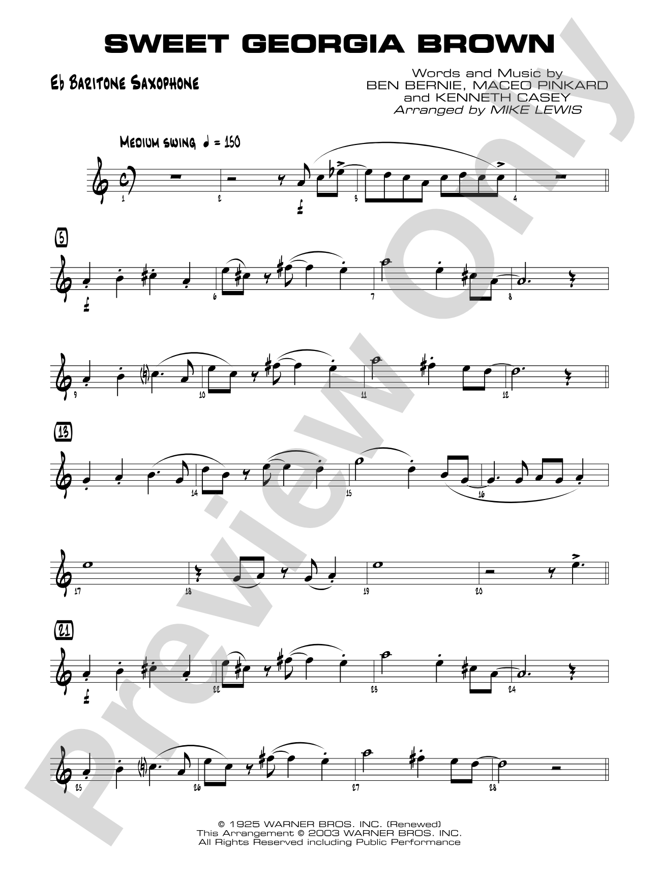 Sweet Georgia Brown: E-flat Baritone Saxophone