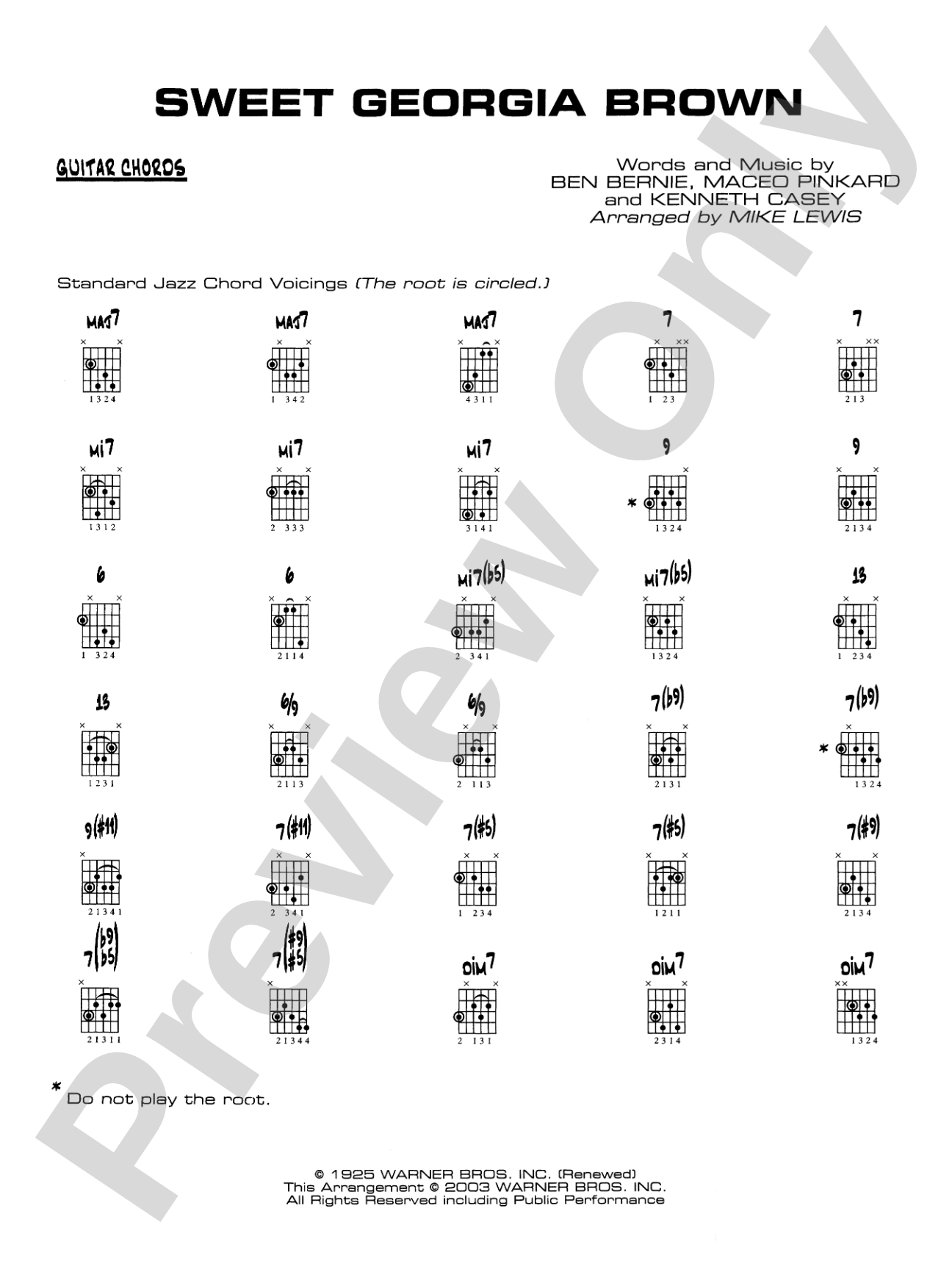 Sweet Georgia Brown: Guitar Chords