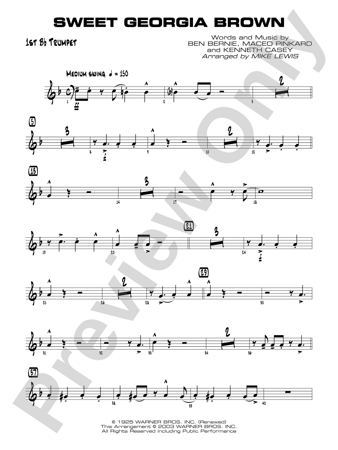Sweet Georgia Brown: 1st B-flat Trumpet