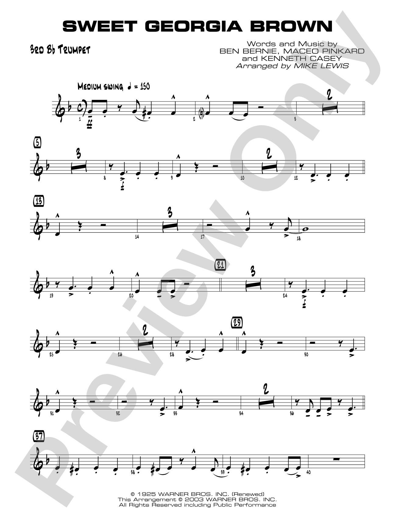 Sweet Georgia Brown: 3rd B-flat Trumpet