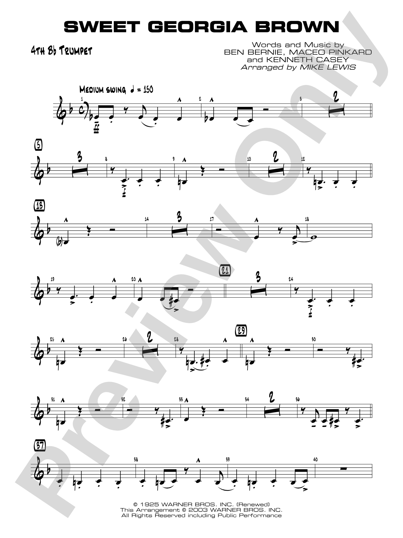 Sweet Georgia Brown: 4th B-flat Trumpet