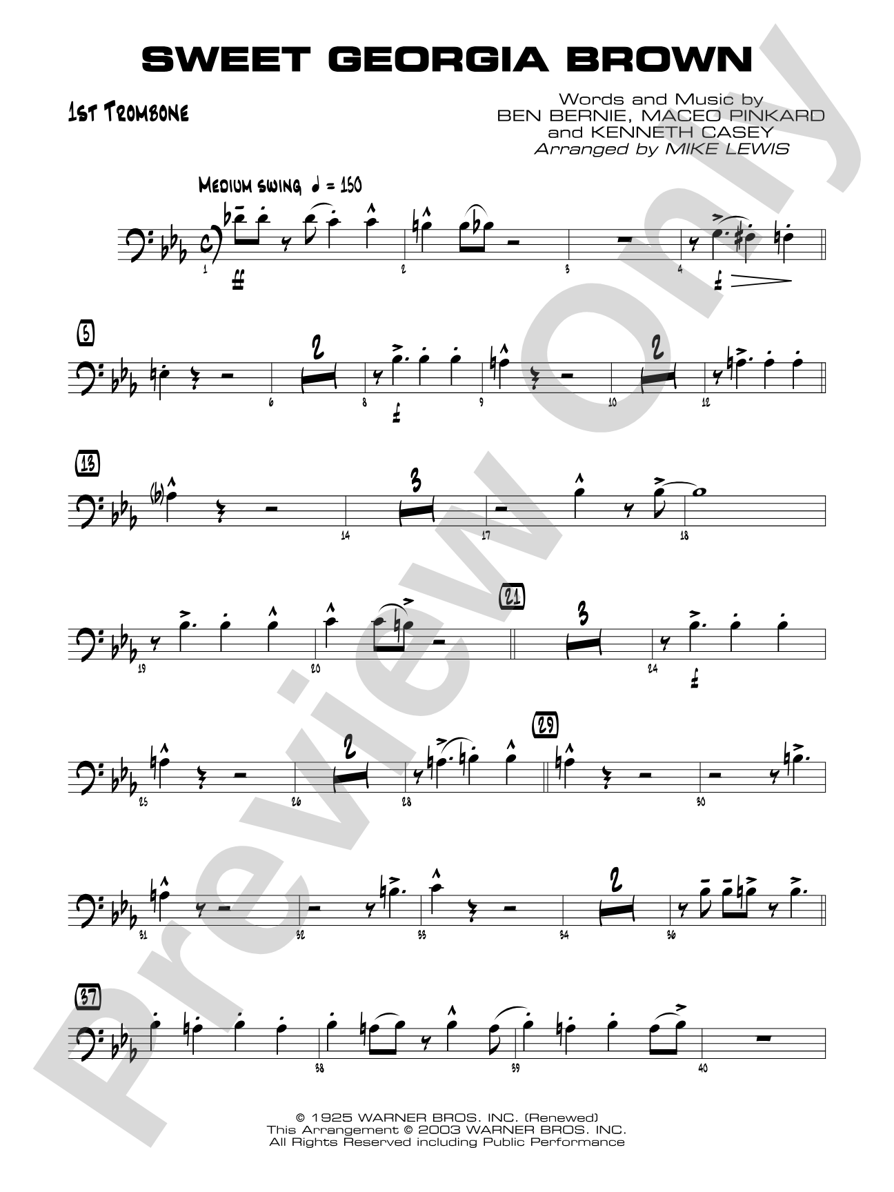 Sweet Georgia Brown: 1st Trombone
