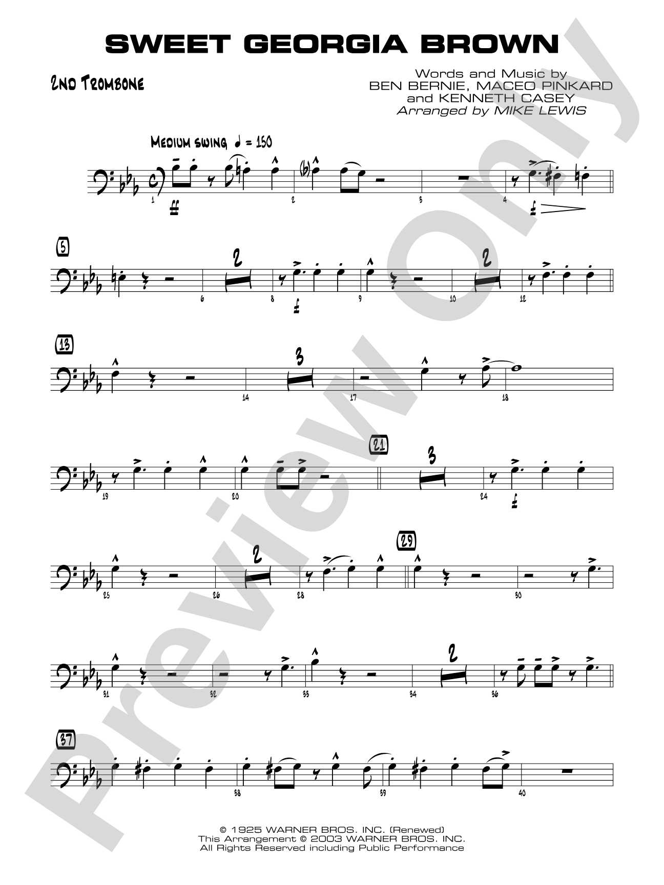 Sweet Georgia Brown: 2nd Trombone