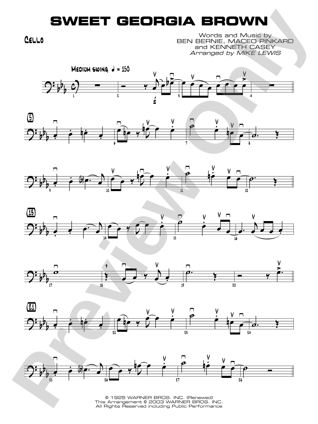 Sweet Georgia Brown: Cello
