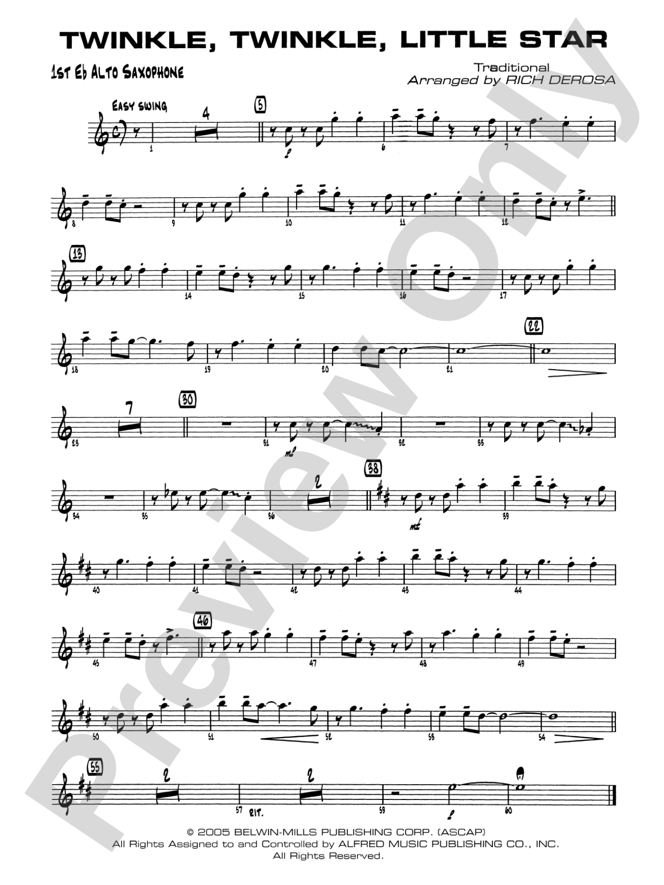 Twinkle, Twinkle Little Star: E-flat Alto Saxophone