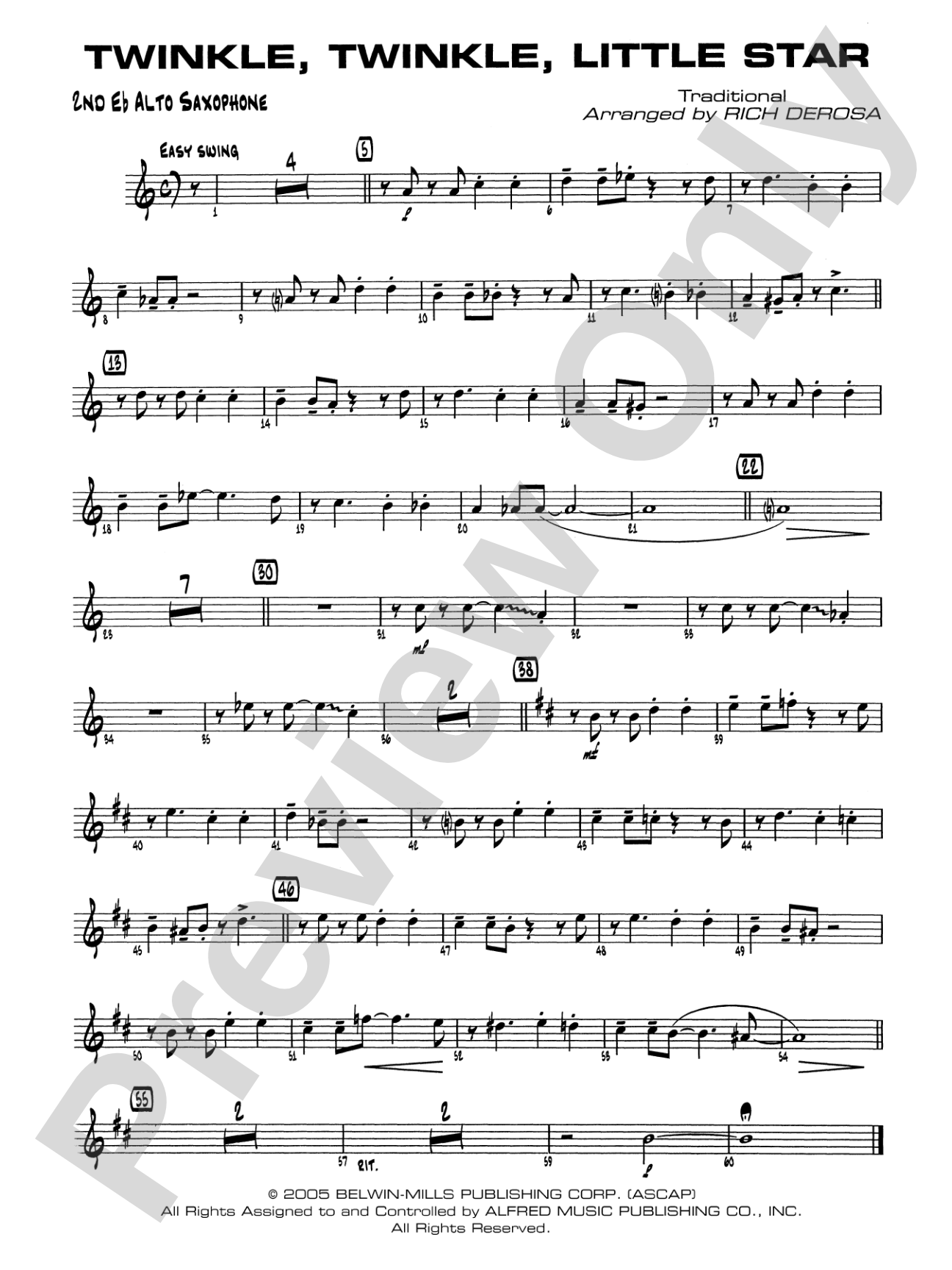 Twinkle, Twinkle Little Star: 2nd E-flat Alto Saxophone
