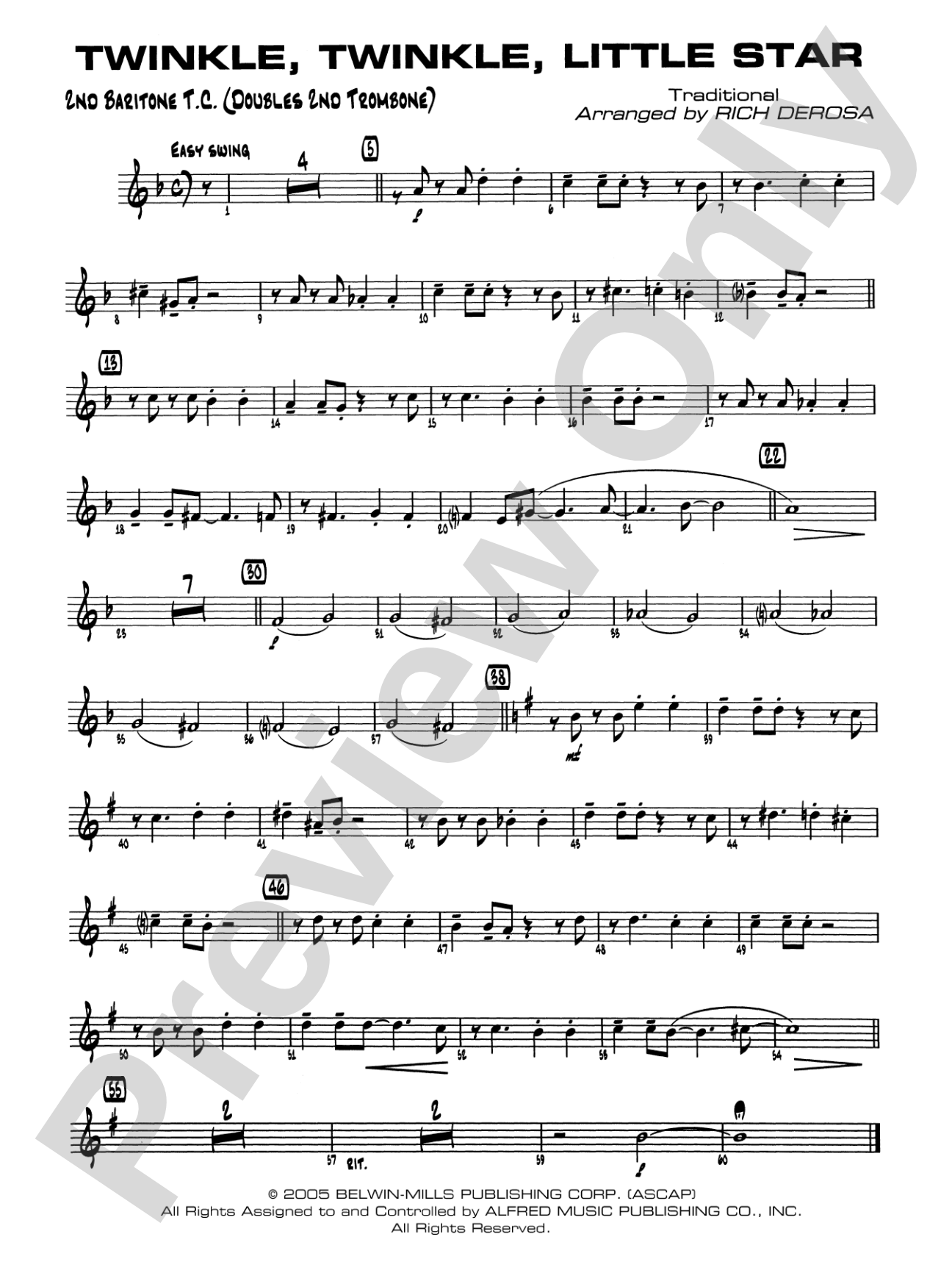 Twinkle, Twinkle Little Star: 2nd Baritone T.C.