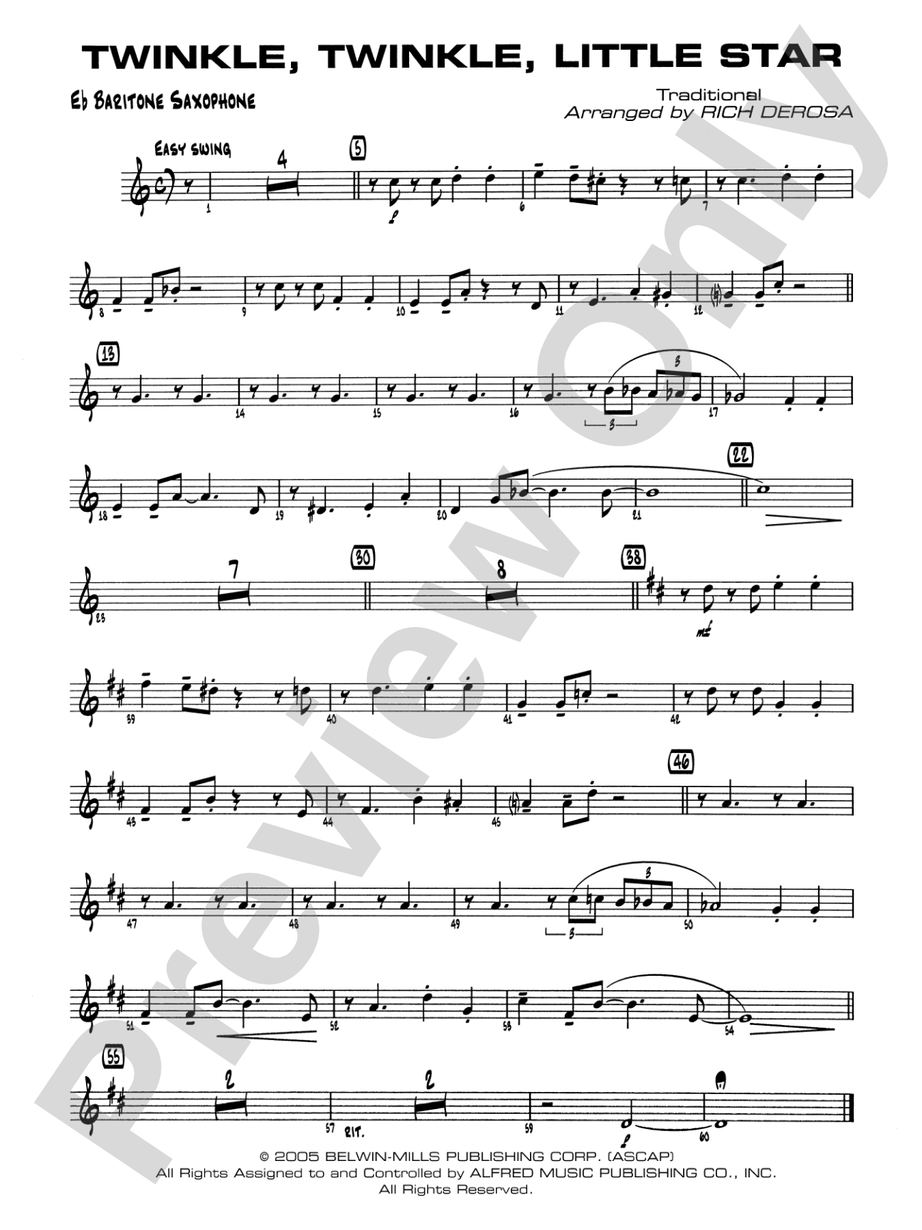 Twinkle, Twinkle Little Star: E-flat Baritone Saxophone