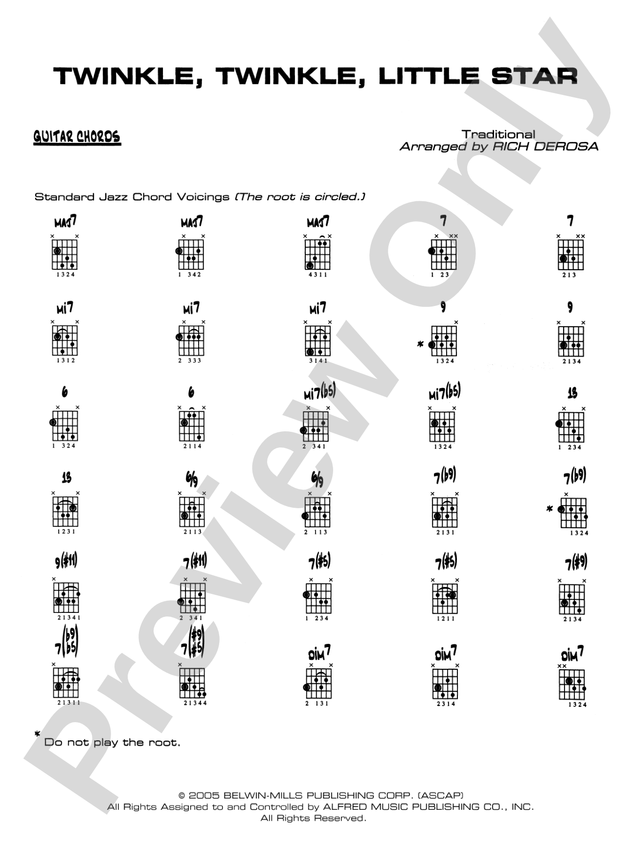 Twinkle, Twinkle Little Star: Guitar Chords