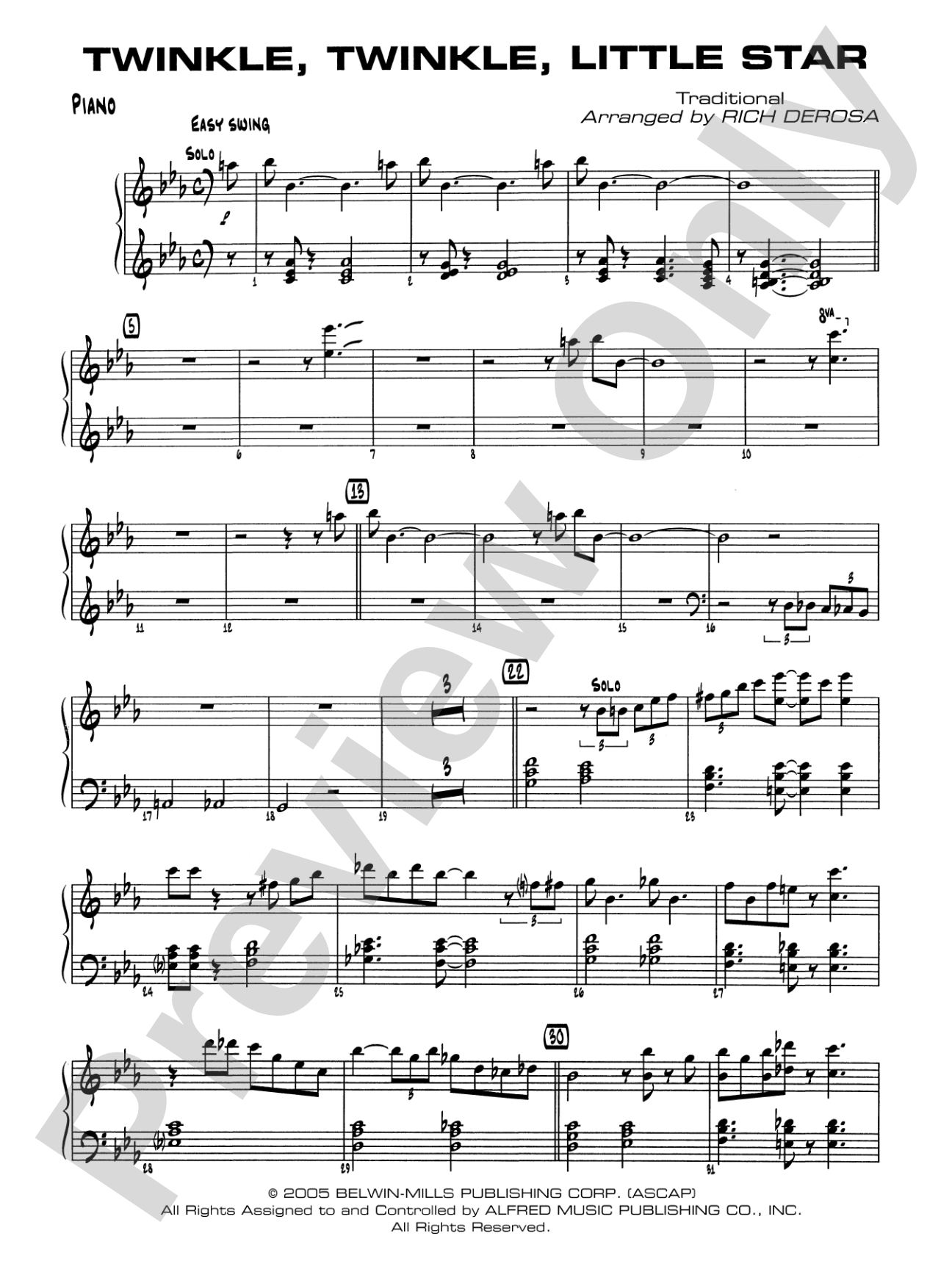 Twinkle, Twinkle Little Star: Piano Accompaniment
