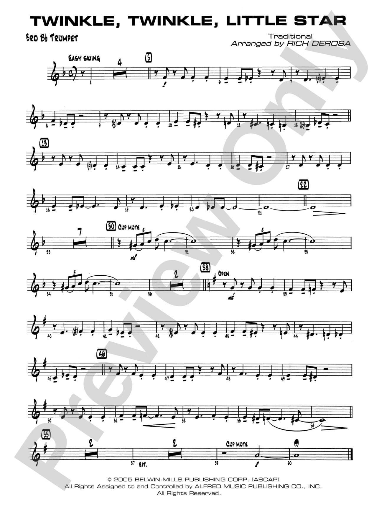 Twinkle, Twinkle Little Star: 3rd B-flat Trumpet