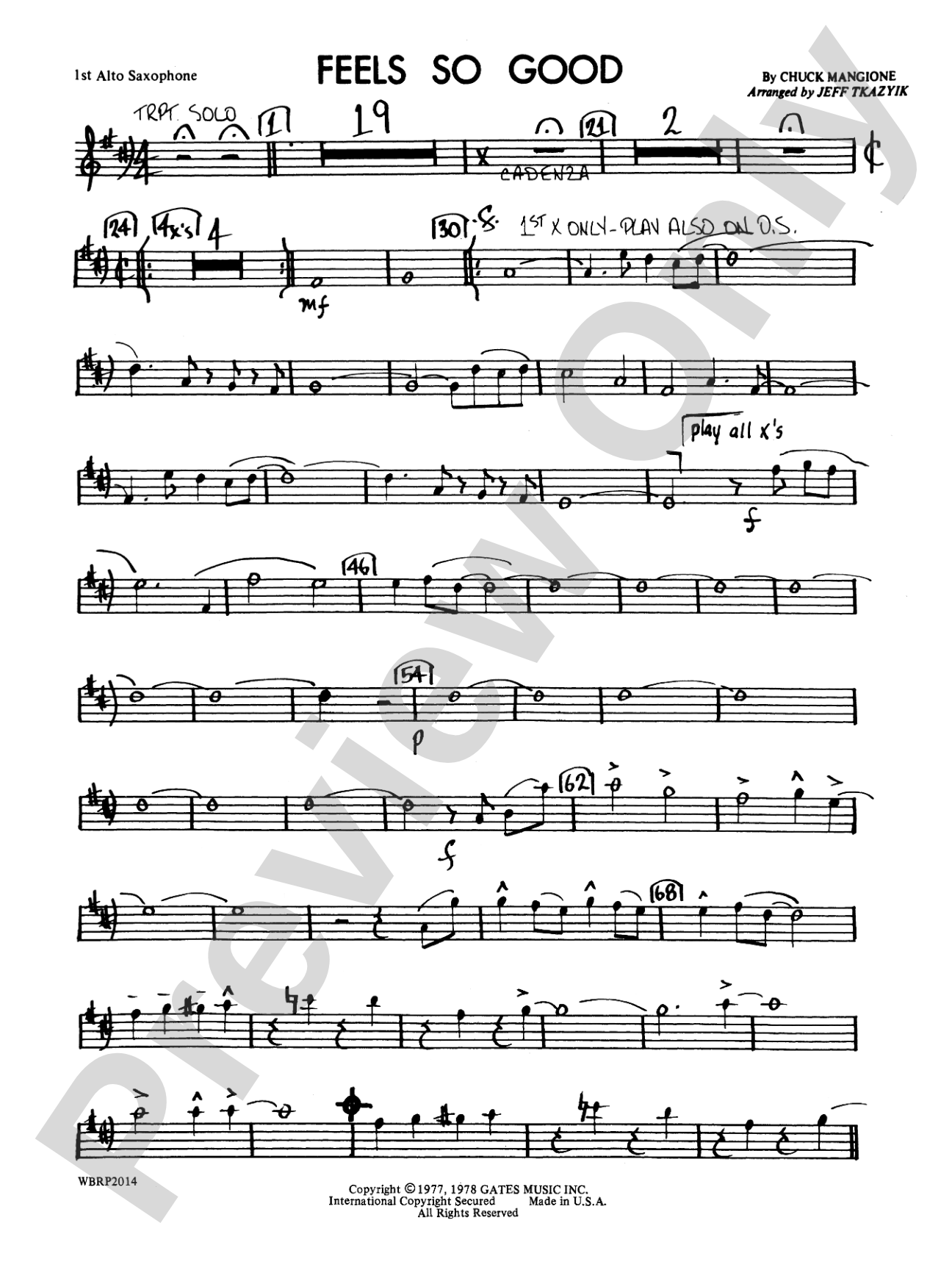 Feels So Good: E-flat Alto Saxophone