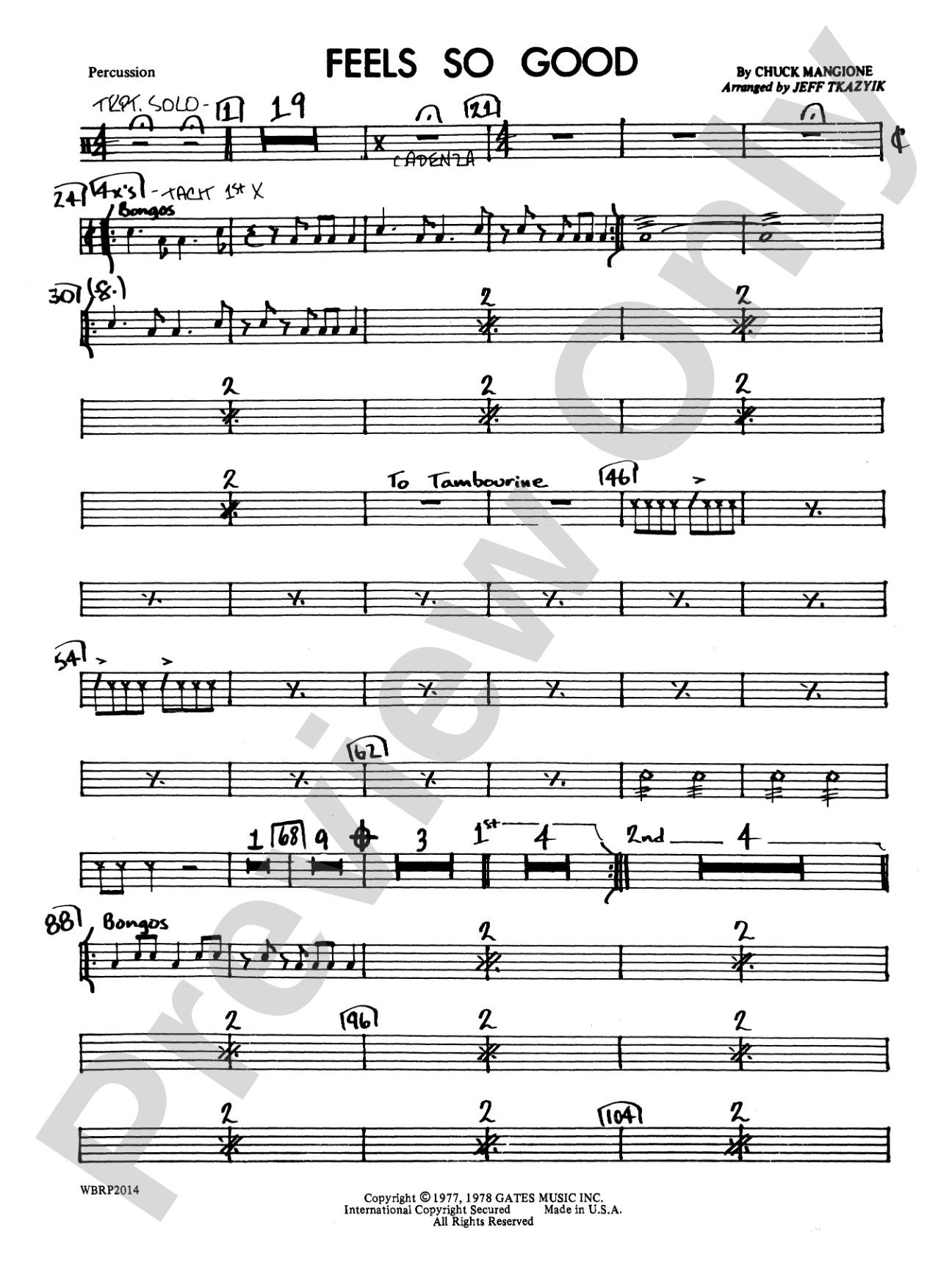 Feels So Good: 1st Percussion