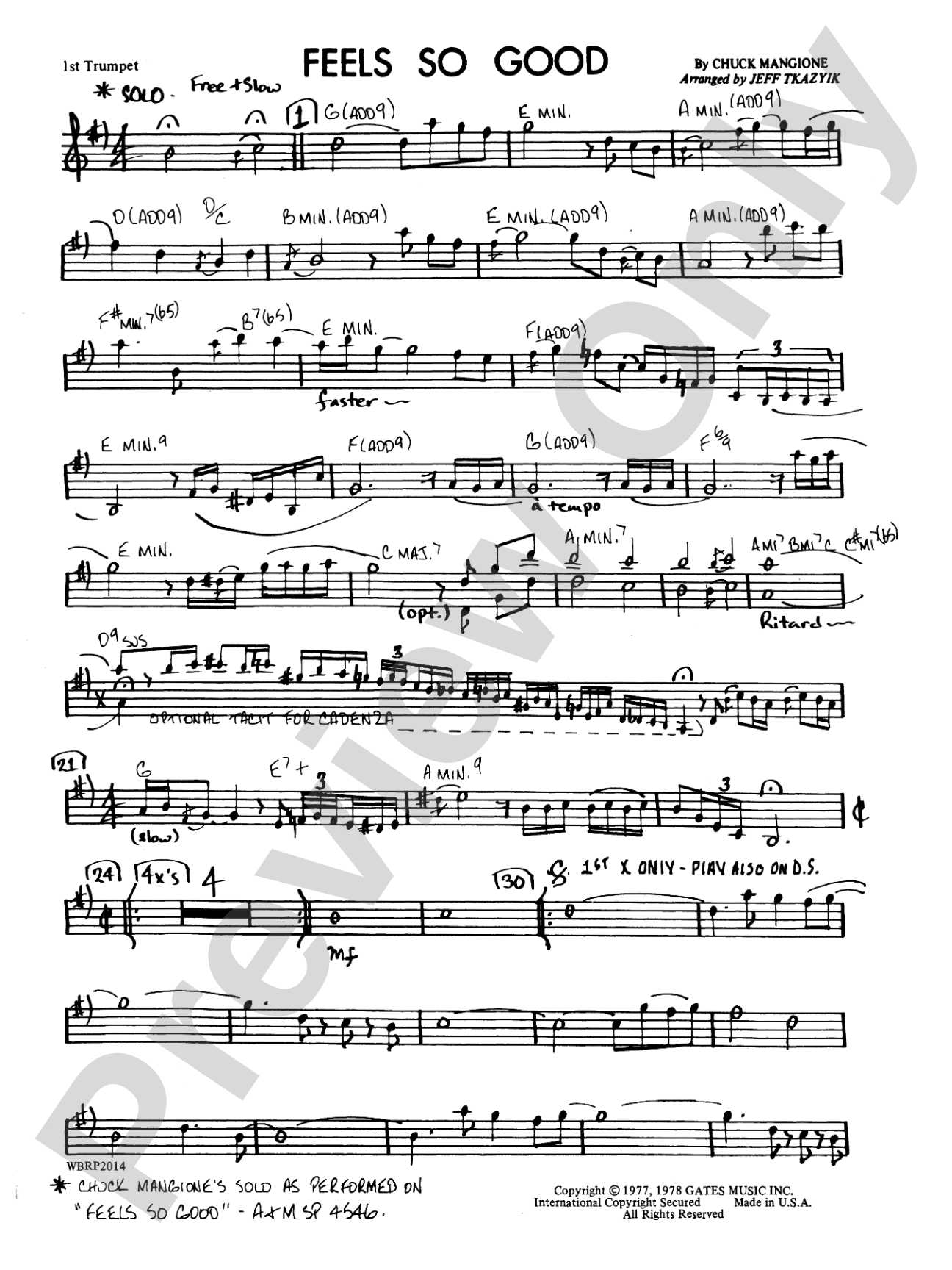 Feels So Good: 1st B-flat Trumpet