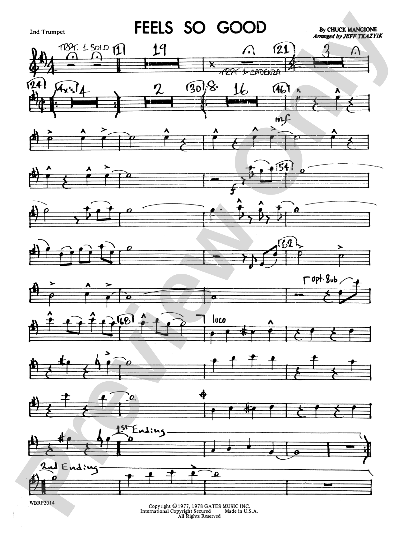 Feels So Good: 2nd B-flat Trumpet