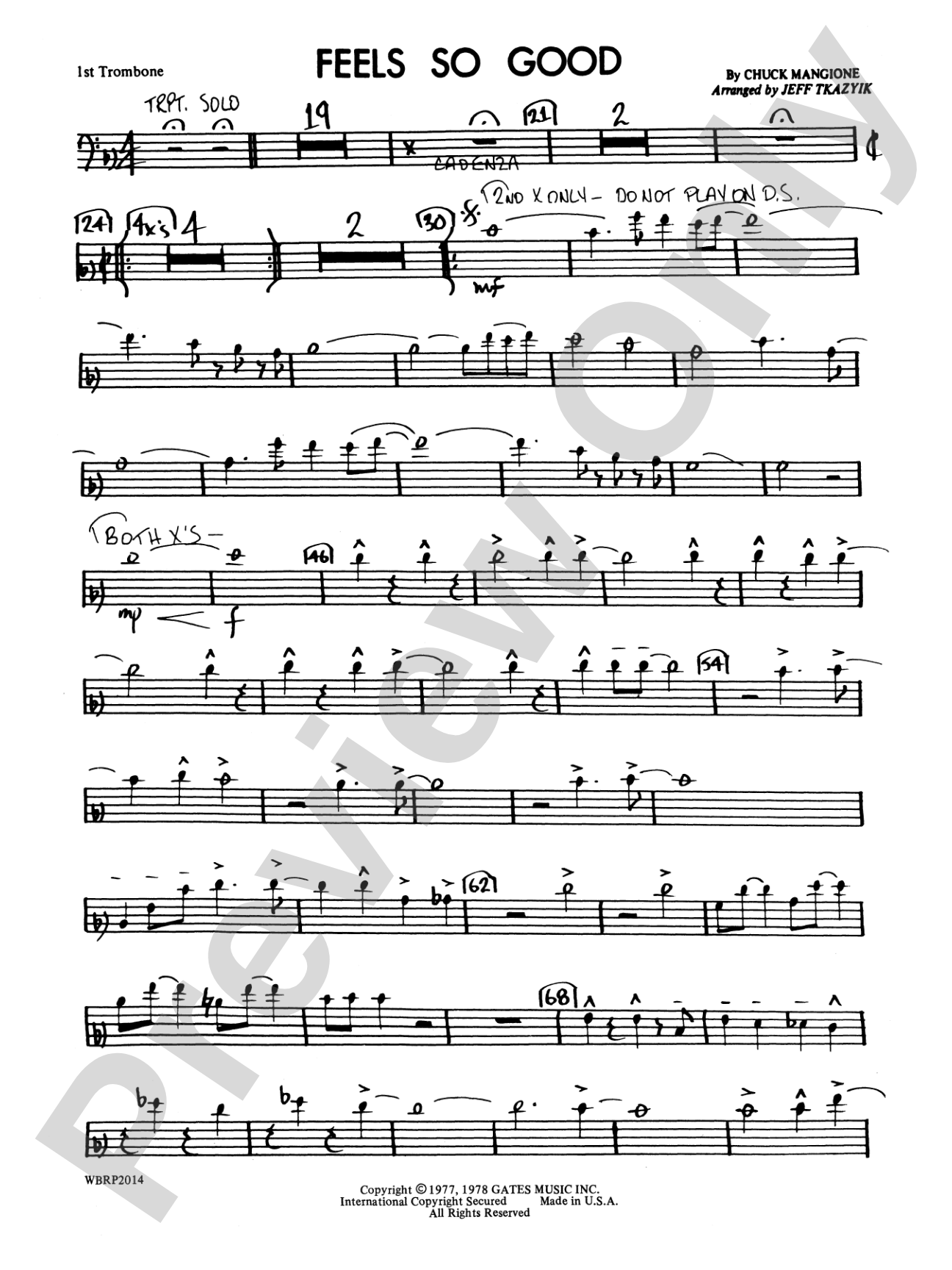 Feels So Good: 1st Trombone