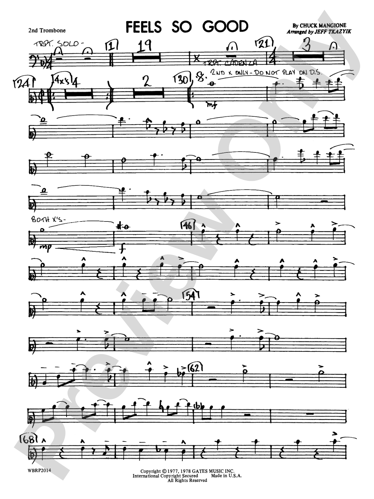 Feels So Good: 2nd Trombone