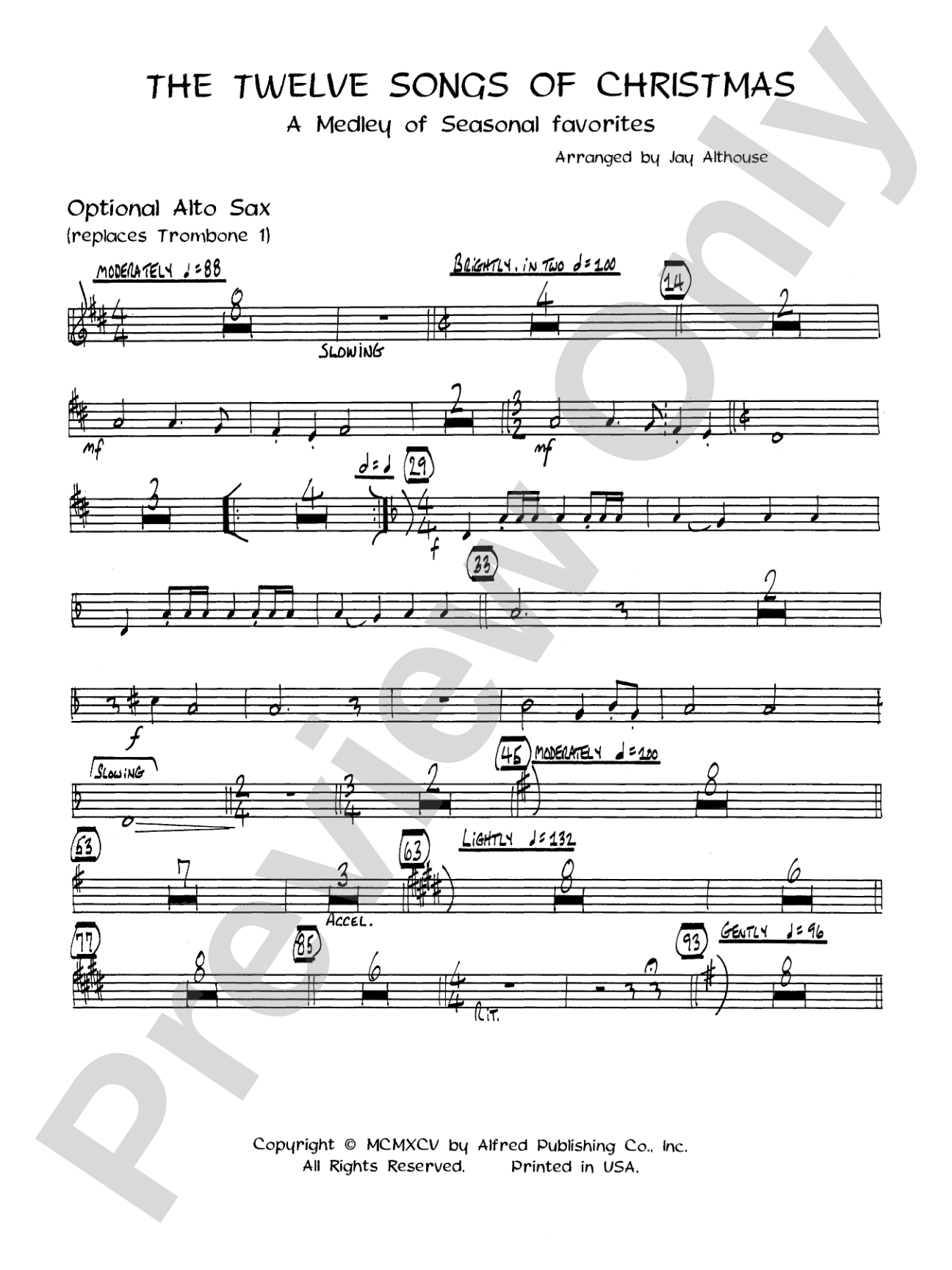 The Twelve Songs of Christmas: E-flat Alto Saxophone: Choral SoundPax