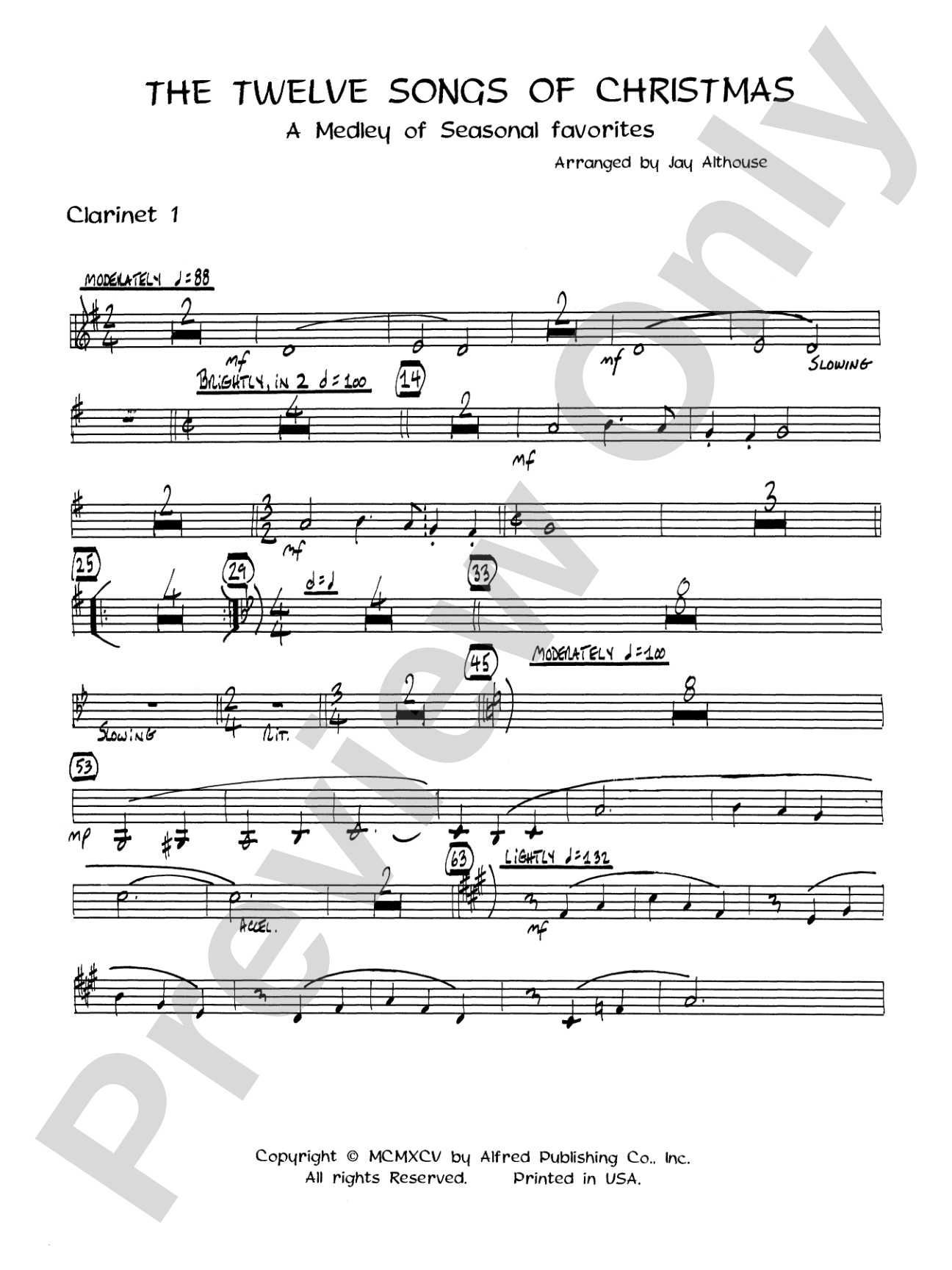 The Twelve Songs of Christmas: 1st B-flat Clarinet: Choral SoundPax