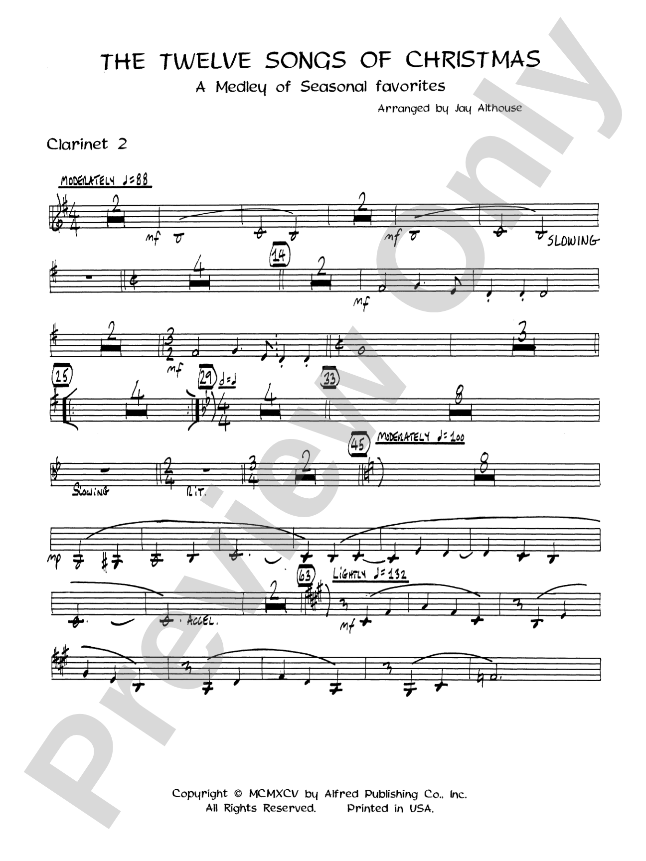 The Twelve Songs of Christmas: 2nd B-flat Clarinet: Choral SoundPax