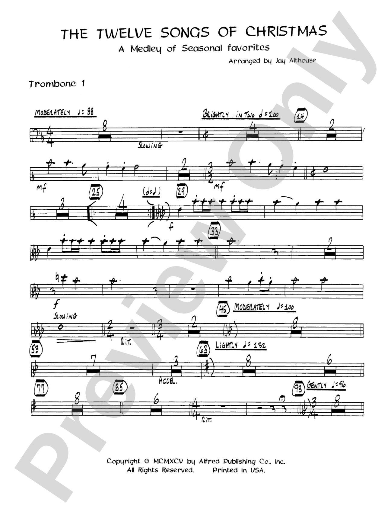 The Twelve Songs of Christmas: 1st Trombone: Choral SoundPax