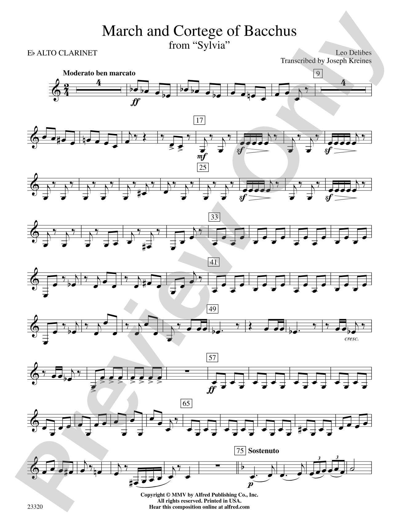 March and Cortege of Bacchus: E-flat Alto Clarinet