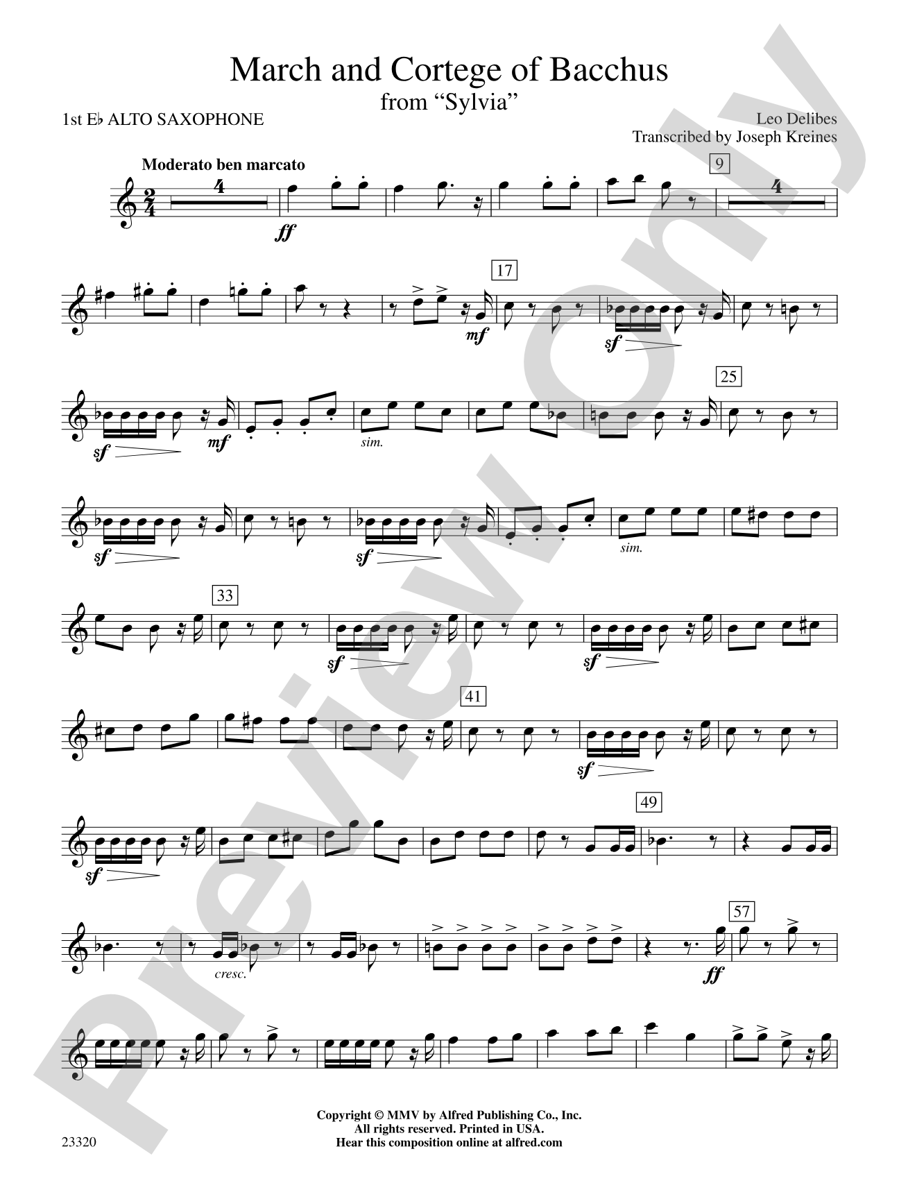 March and Cortege of Bacchus: E-flat Alto Saxophone