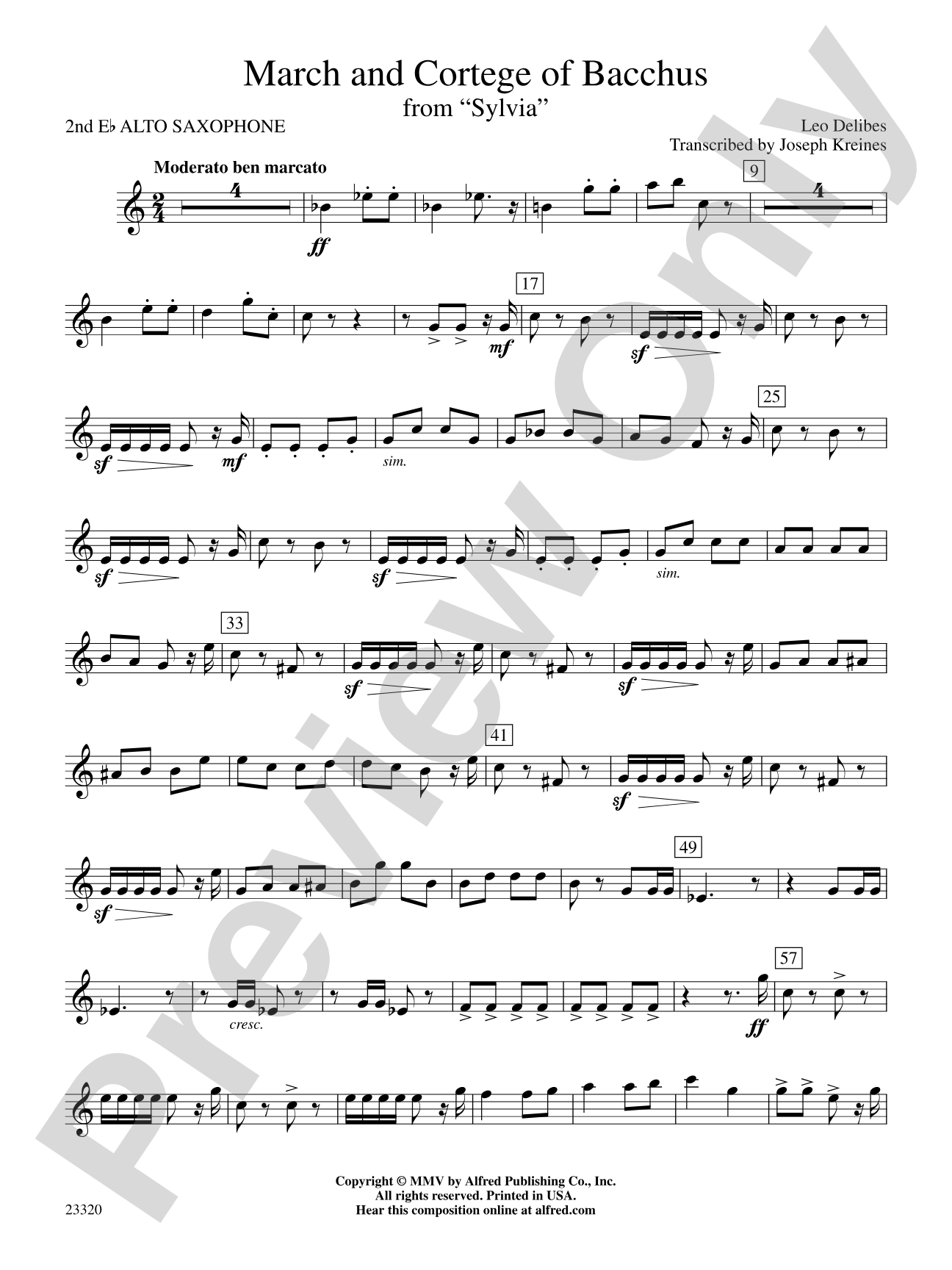 March and Cortege of Bacchus: 2nd E-flat Alto Saxophone