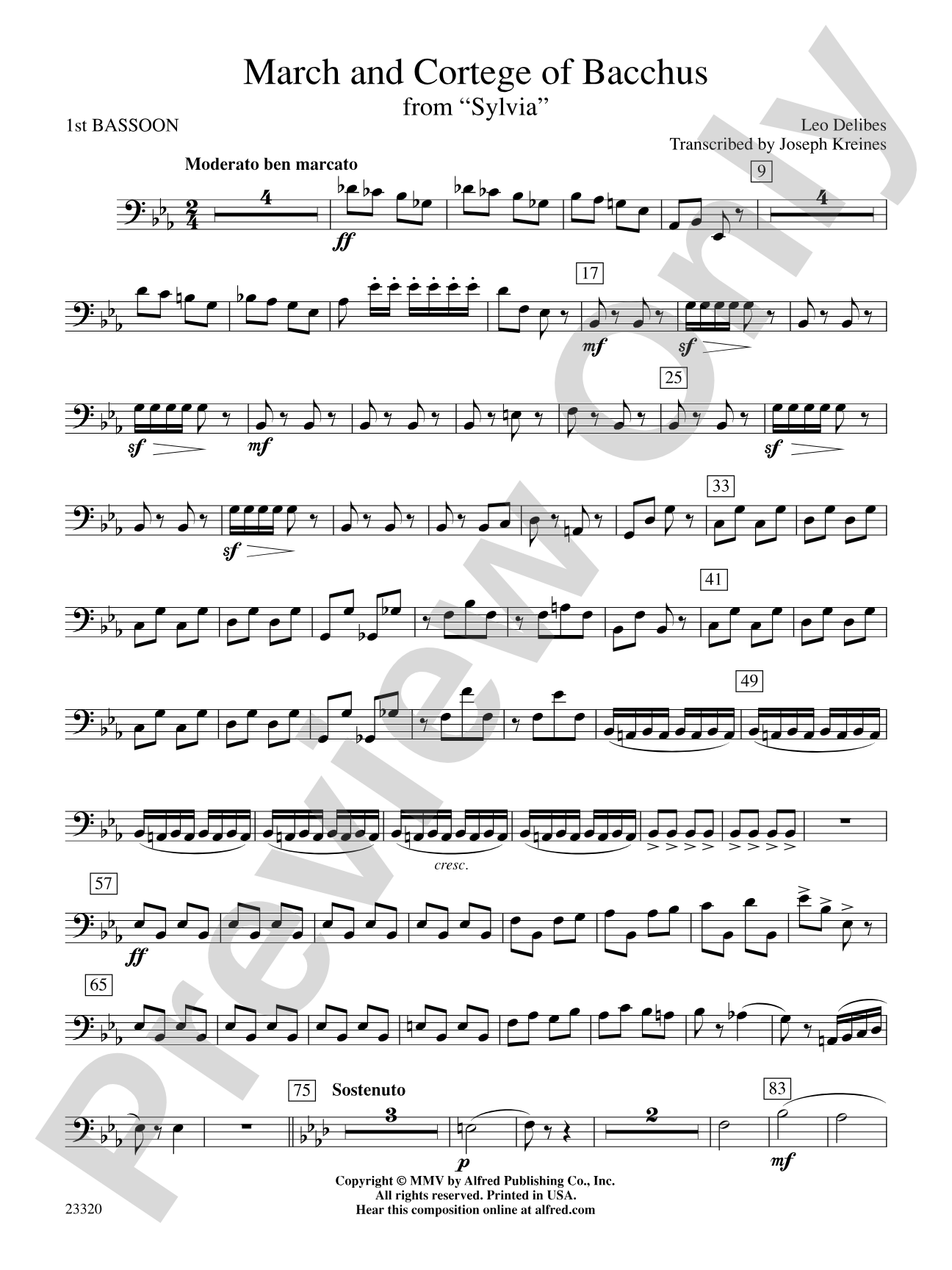 March and Cortege of Bacchus: Bassoon