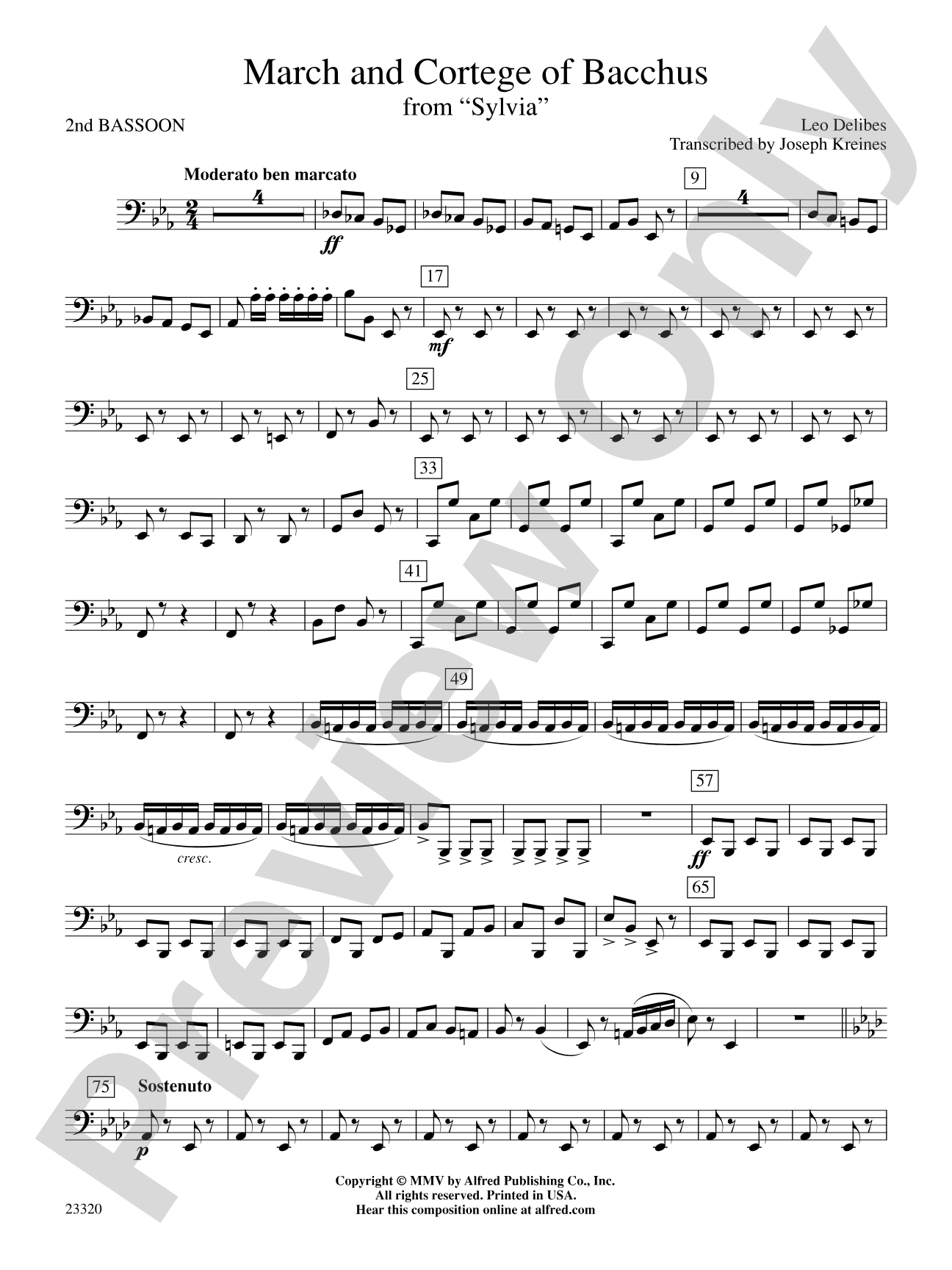 March and Cortege of Bacchus: 2nd Bassoon