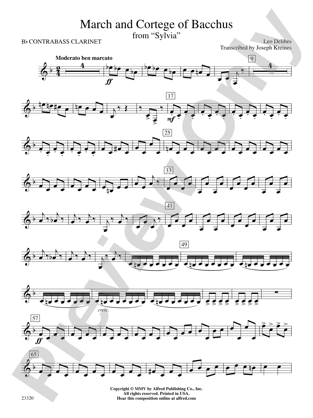 March and Cortege of Bacchus: B-flat Contrabass Clarinet