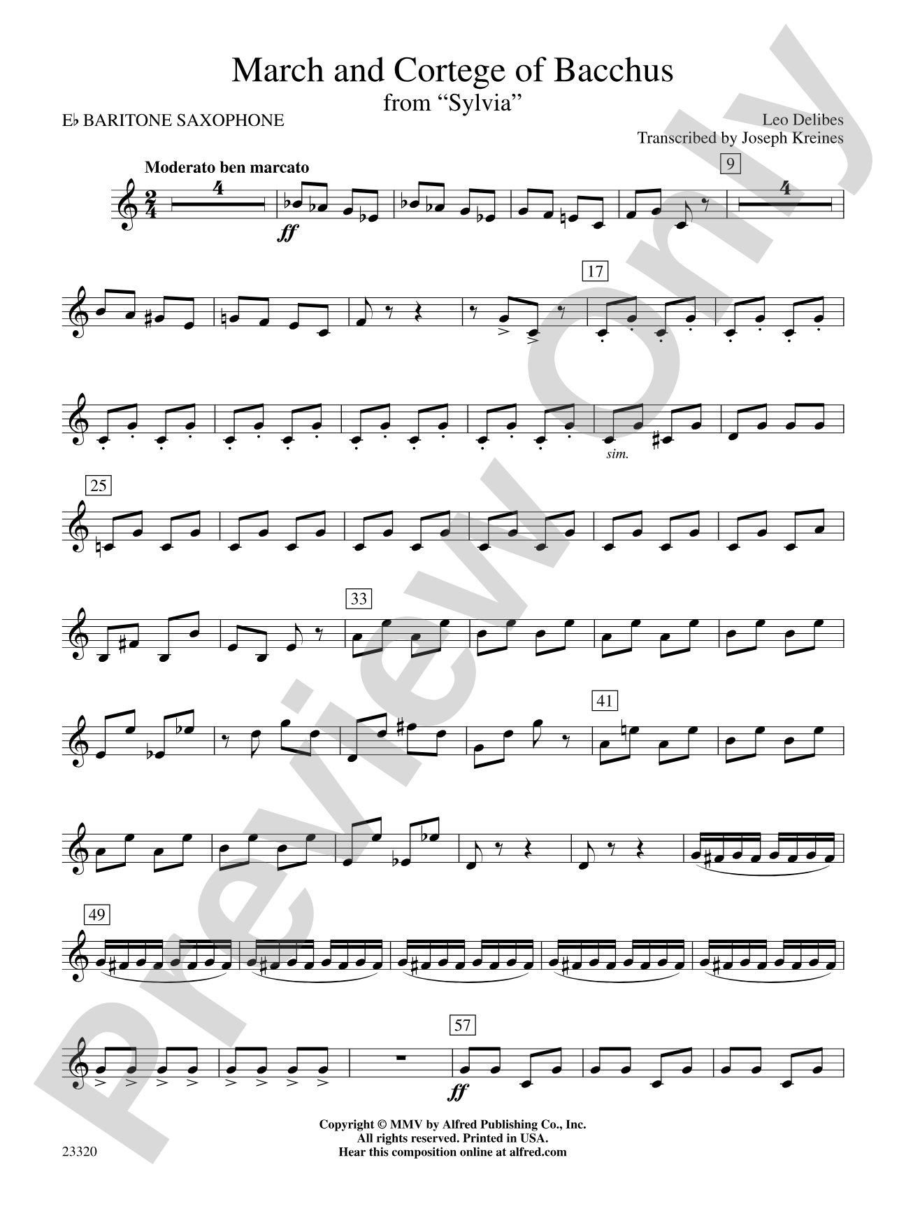 March and Cortege of Bacchus: E-flat Baritone Saxophone