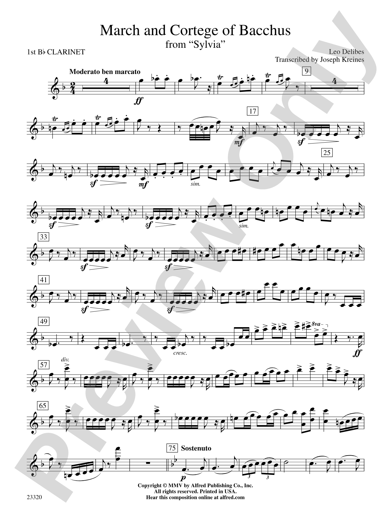 March and Cortege of Bacchus: 1st B-flat Clarinet