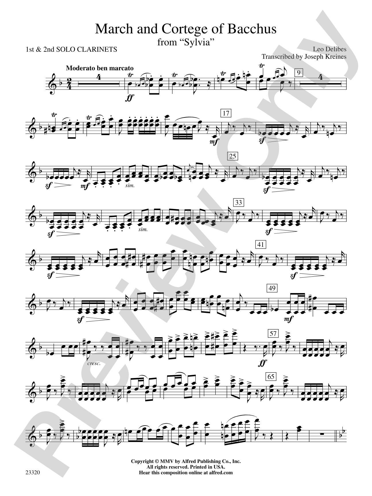 March and Cortege of Bacchus: 1st & 2nd B-flat Clarinets