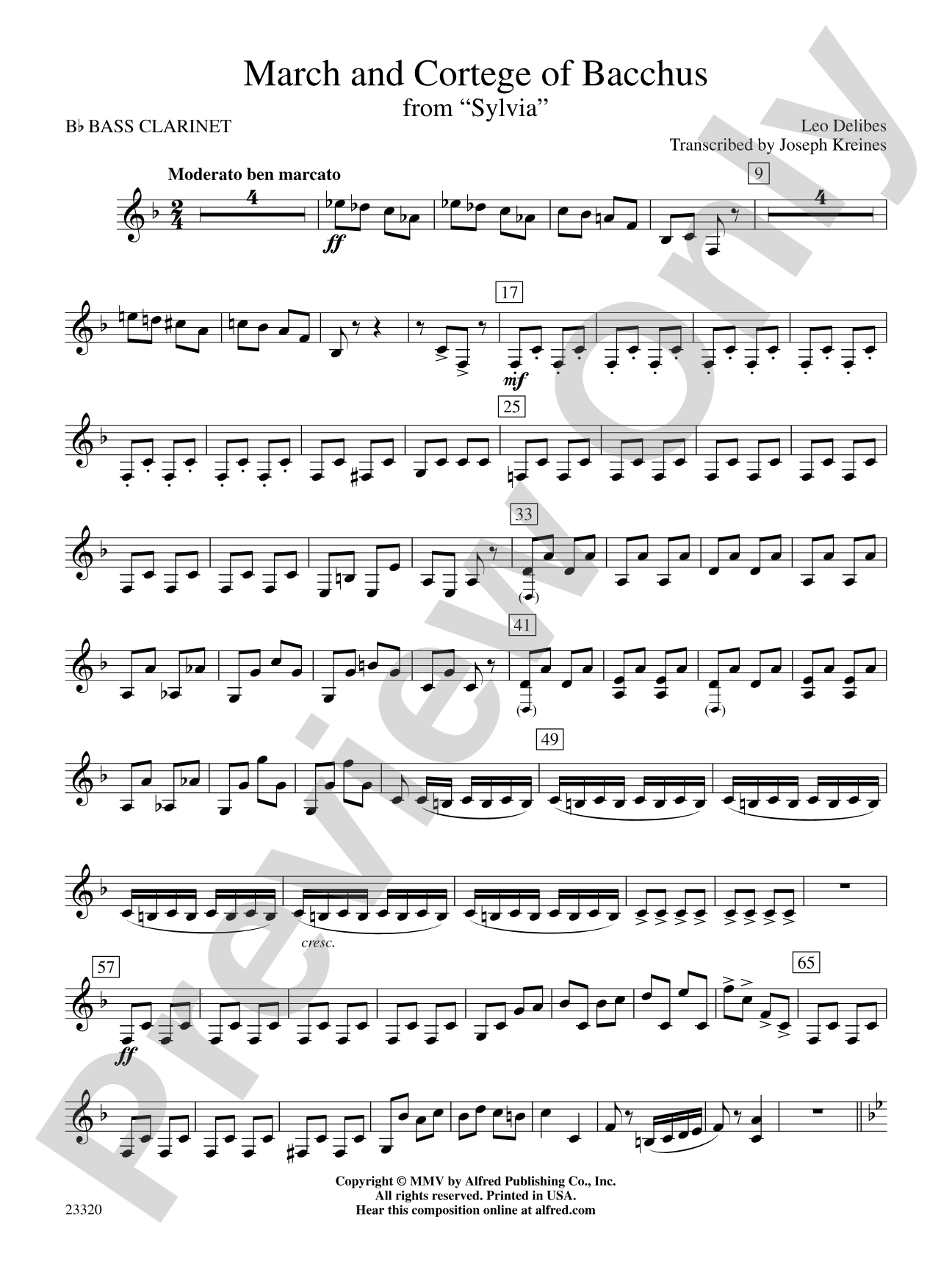March and Cortege of Bacchus: B-flat Bass Clarinet