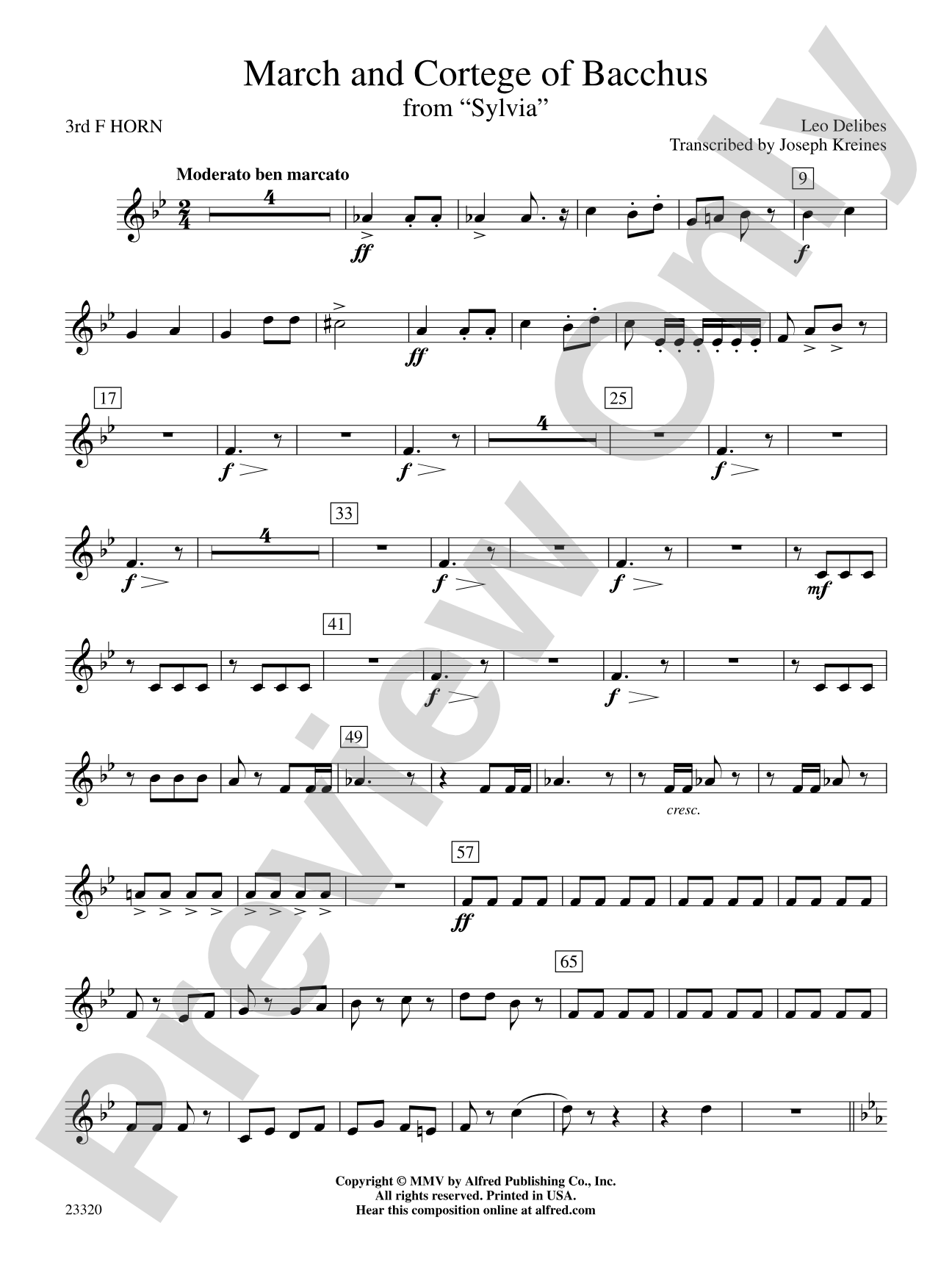 March and Cortege of Bacchus: 3rd F Horn